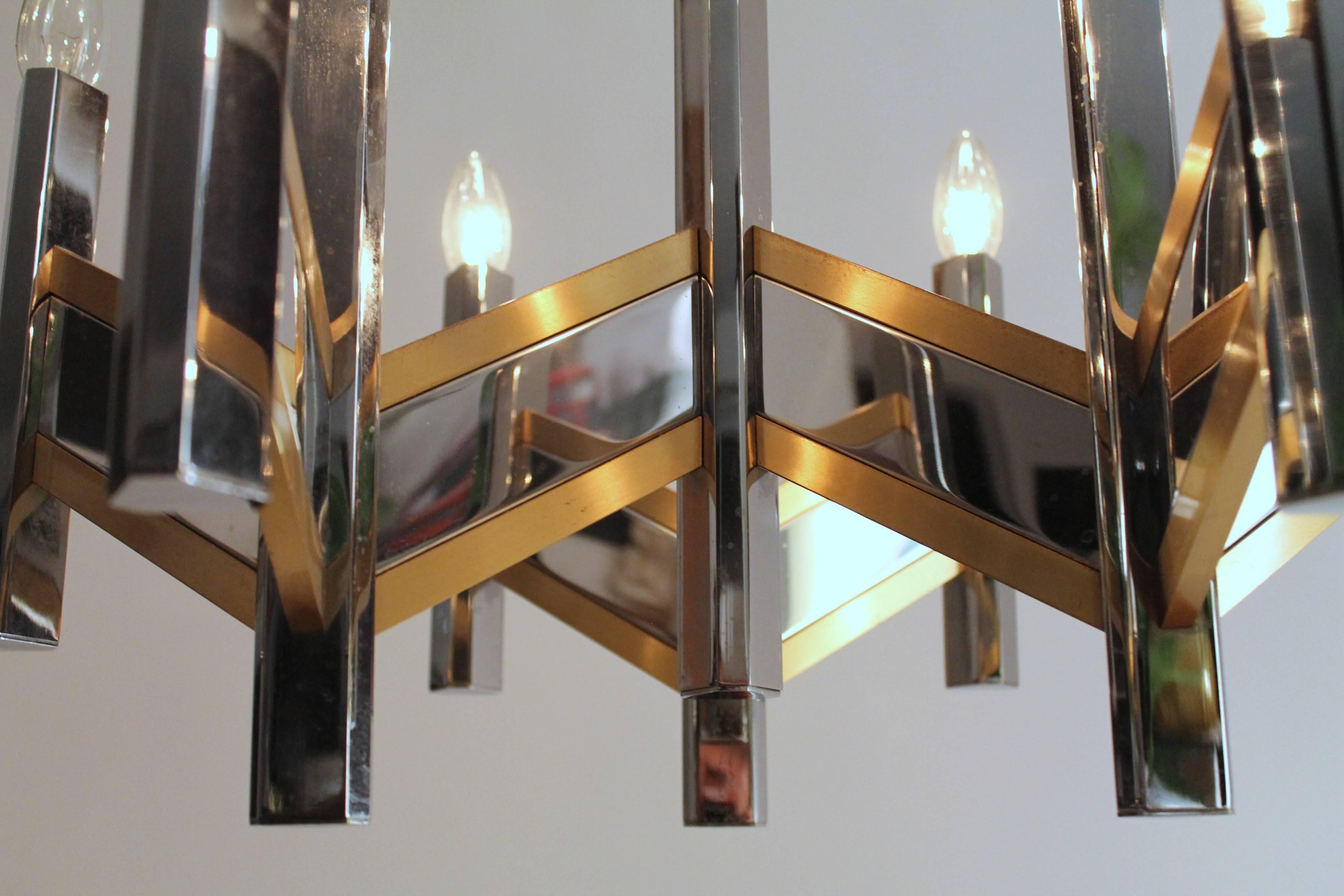 Sciolari Chevron Nine-Light Chandelier, Mid-Century Modern, 1970s, Italy For Sale 2