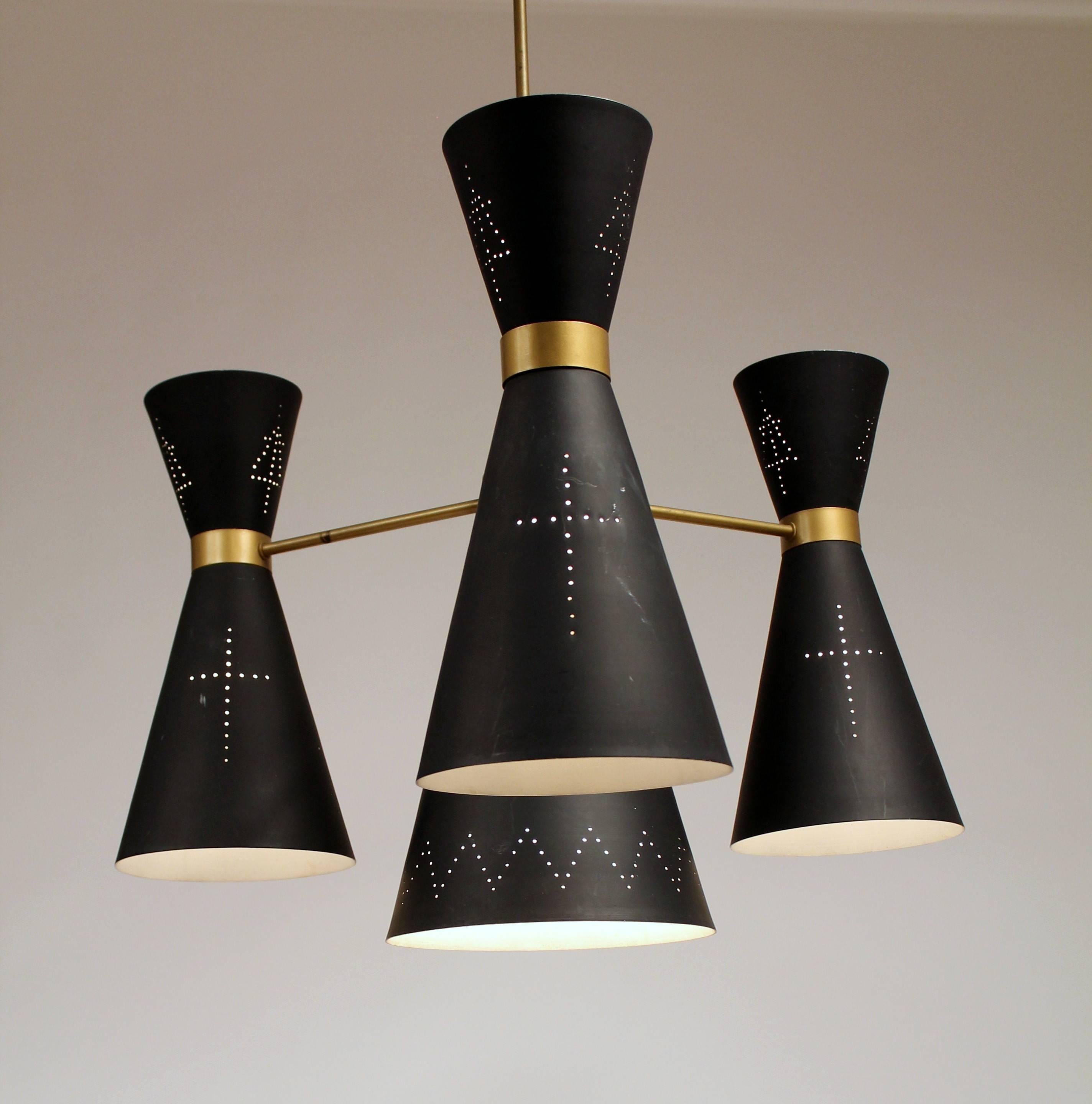  6 units of 1950s  Church Diabolo / Hourglass   Chandelier , Italy  In Good Condition In St- Leonard, Quebec