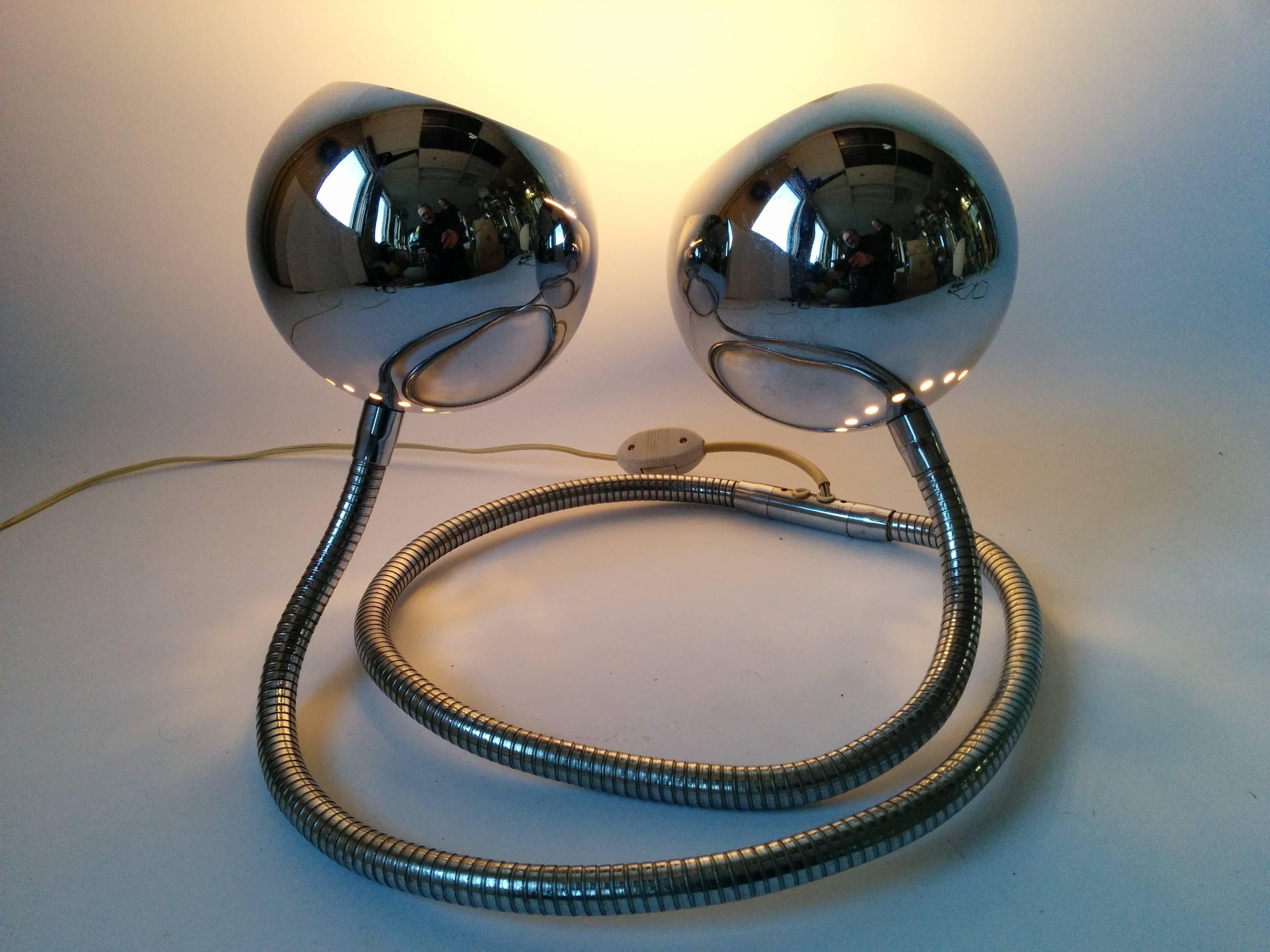 Steel Reggiani Extra Long Snake  Floor or Table  Lamp  , 1960s , Italy
