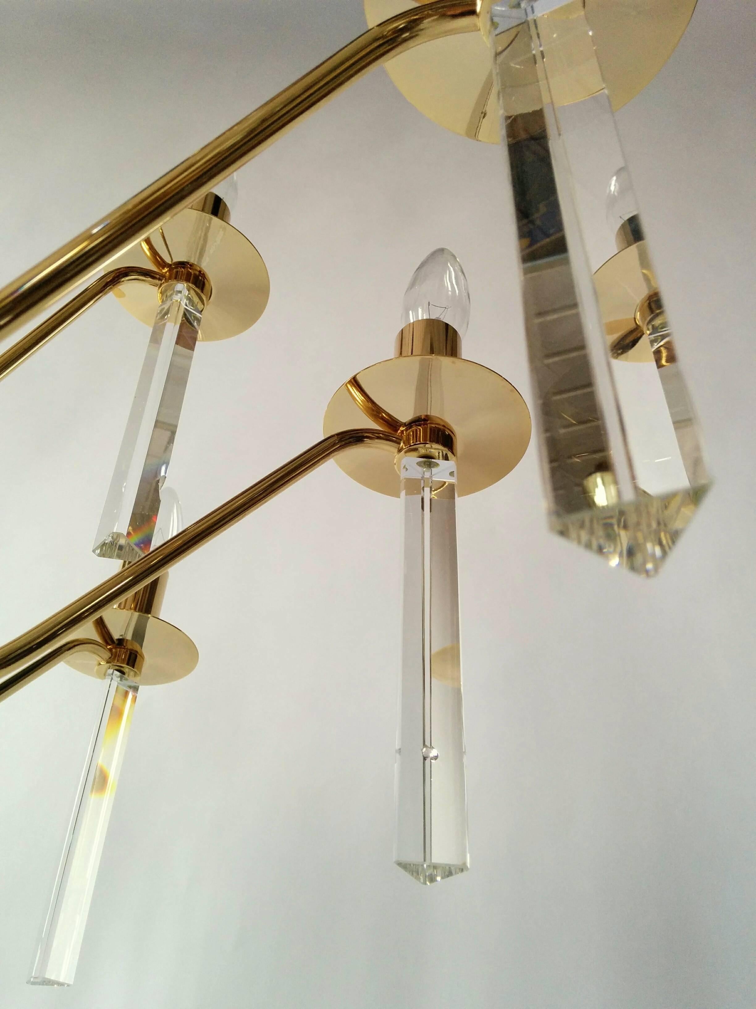 Gold Plated 24 carat  15 Arms  Chandelier by Stilkronen , 1960s , Italy  For Sale 1