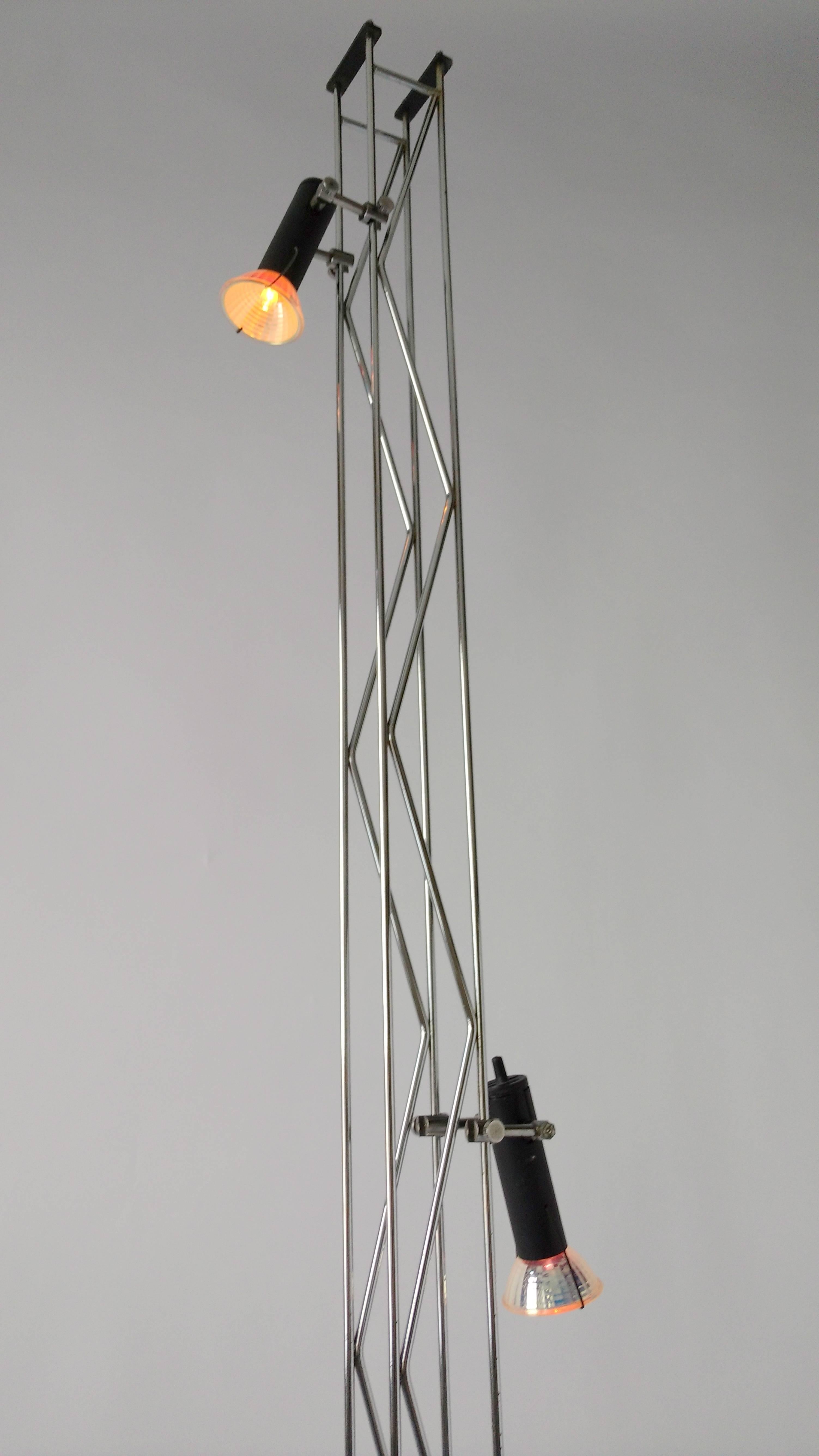 Steel Bosetti  Halogen Chrome  Floor Lamp Two Lights , 1970s , Italia