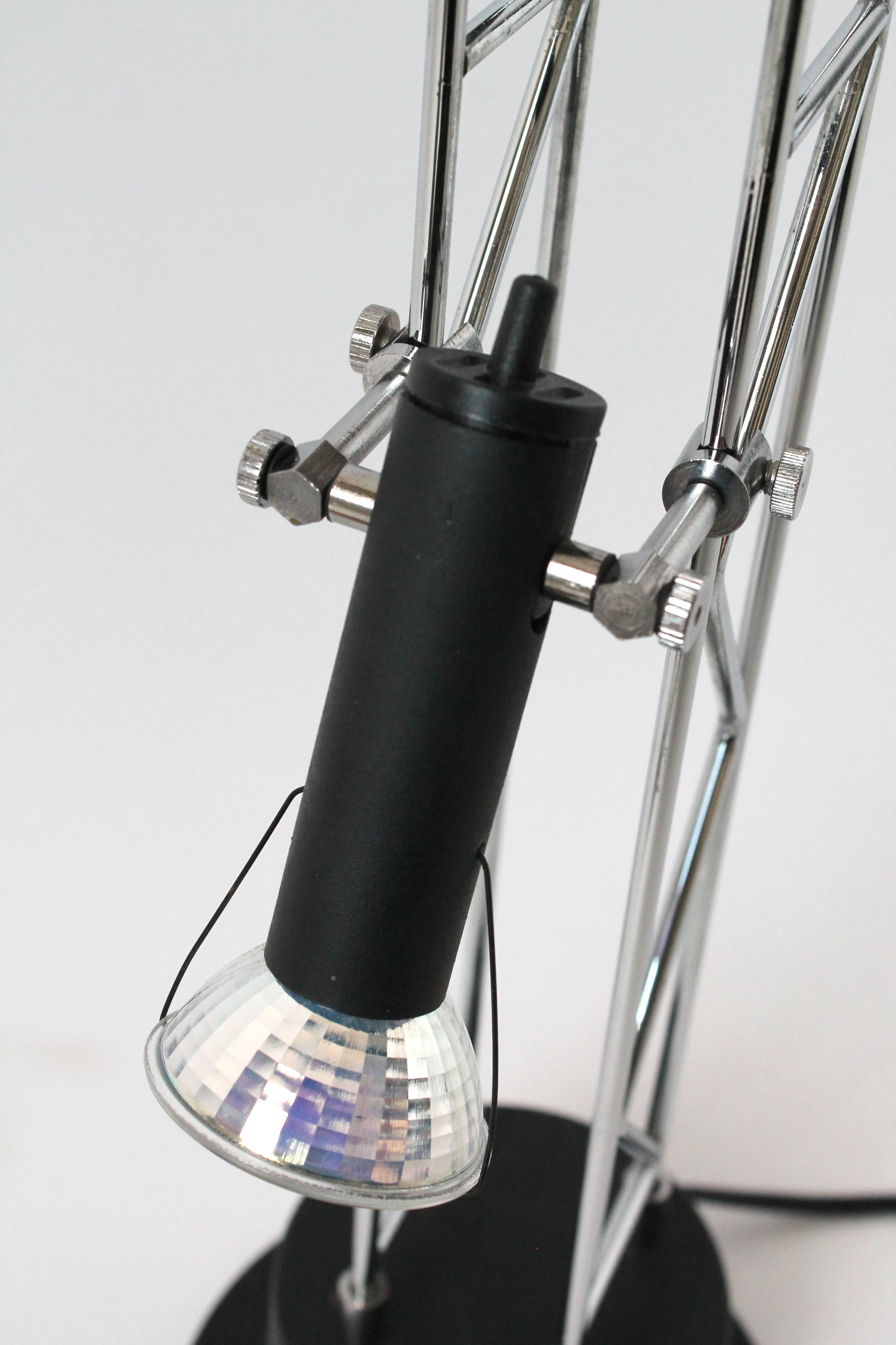 Late 20th Century Bosetti Structural Halogen Chromed Table Lamp, 1970s, Italy