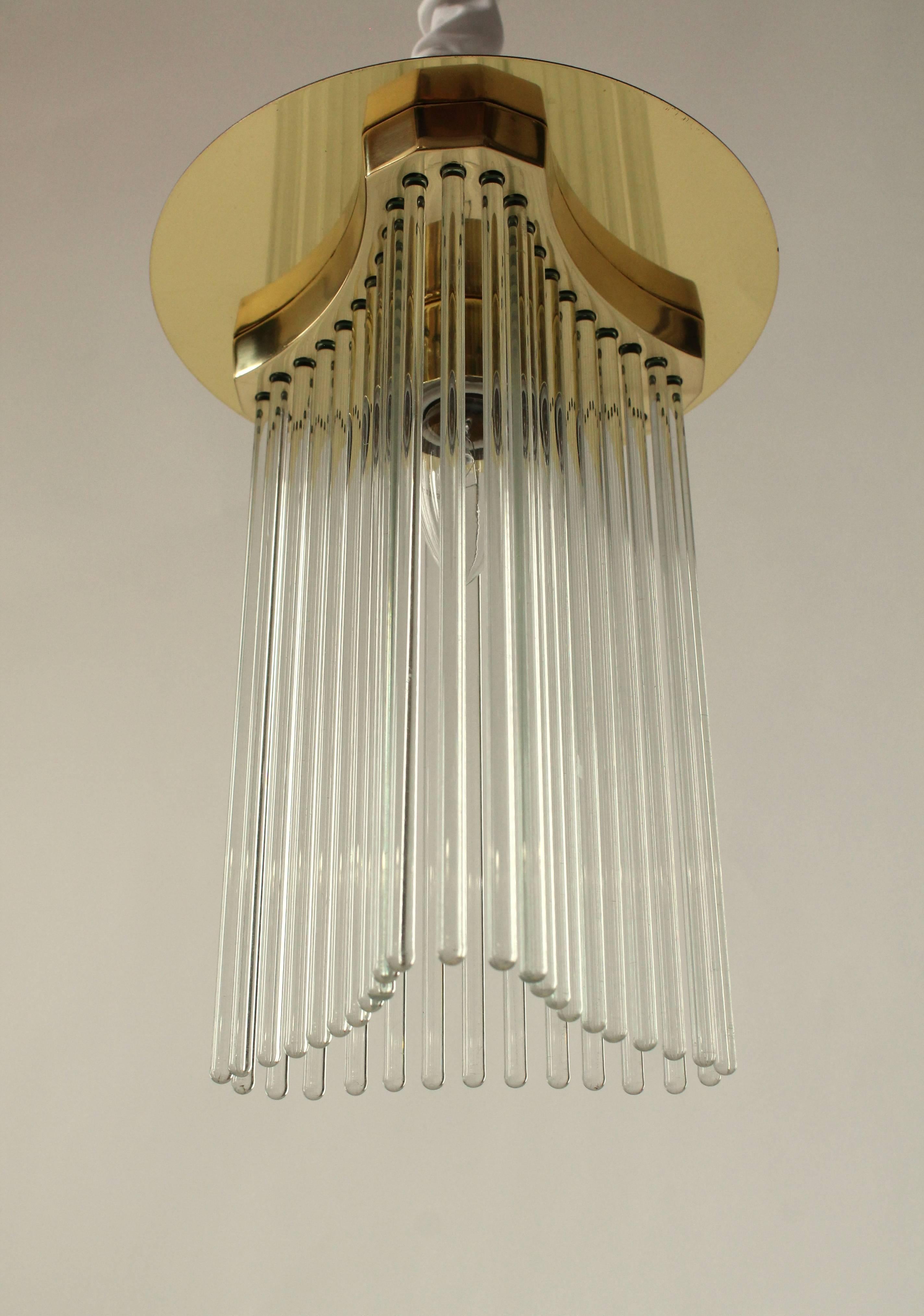 One Sciolari Glass Rod and Brass Flush Mount , Italia , 1970s 1