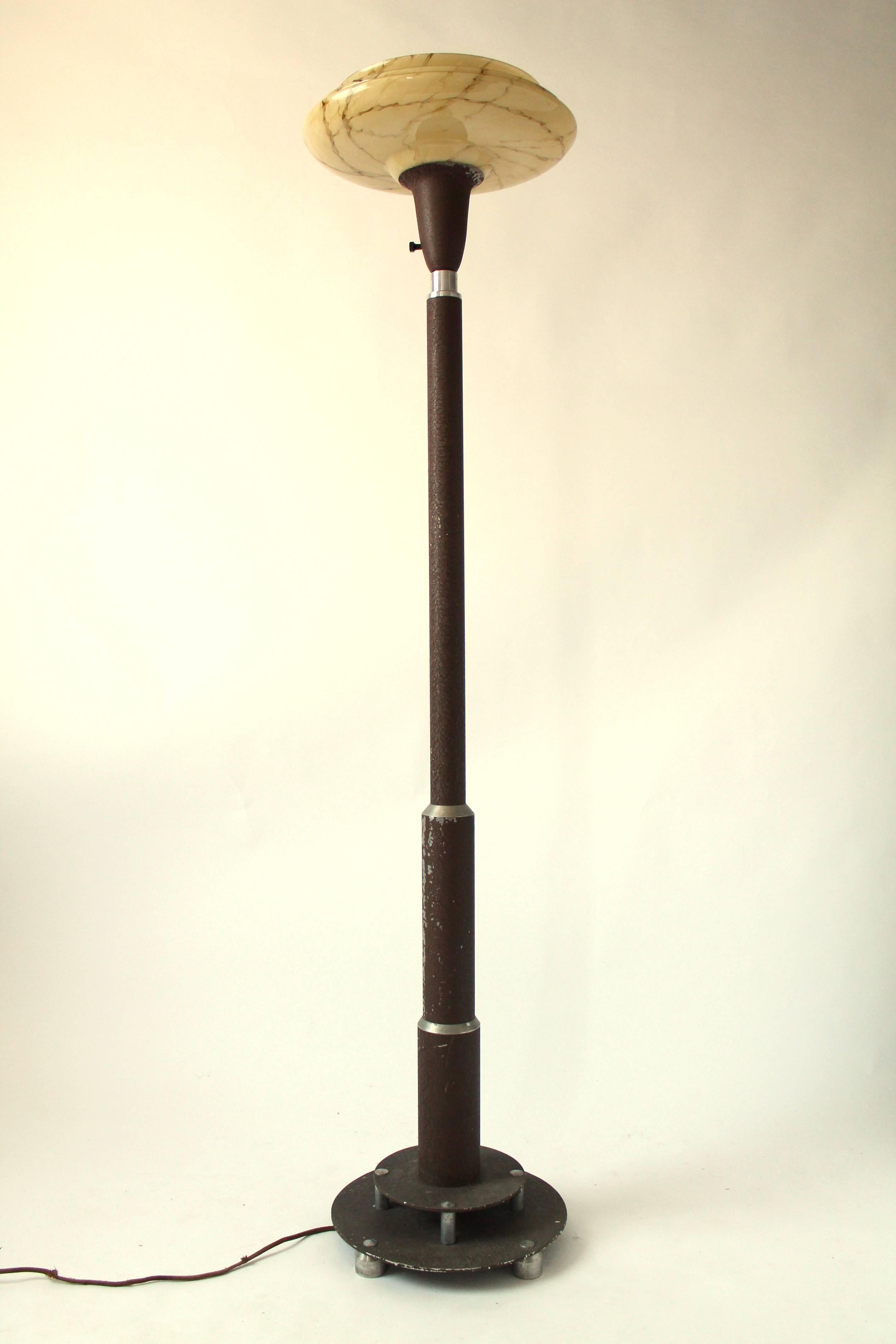 American Machine Age Aluminium Floor Lamp, 1930s, USA For Sale
