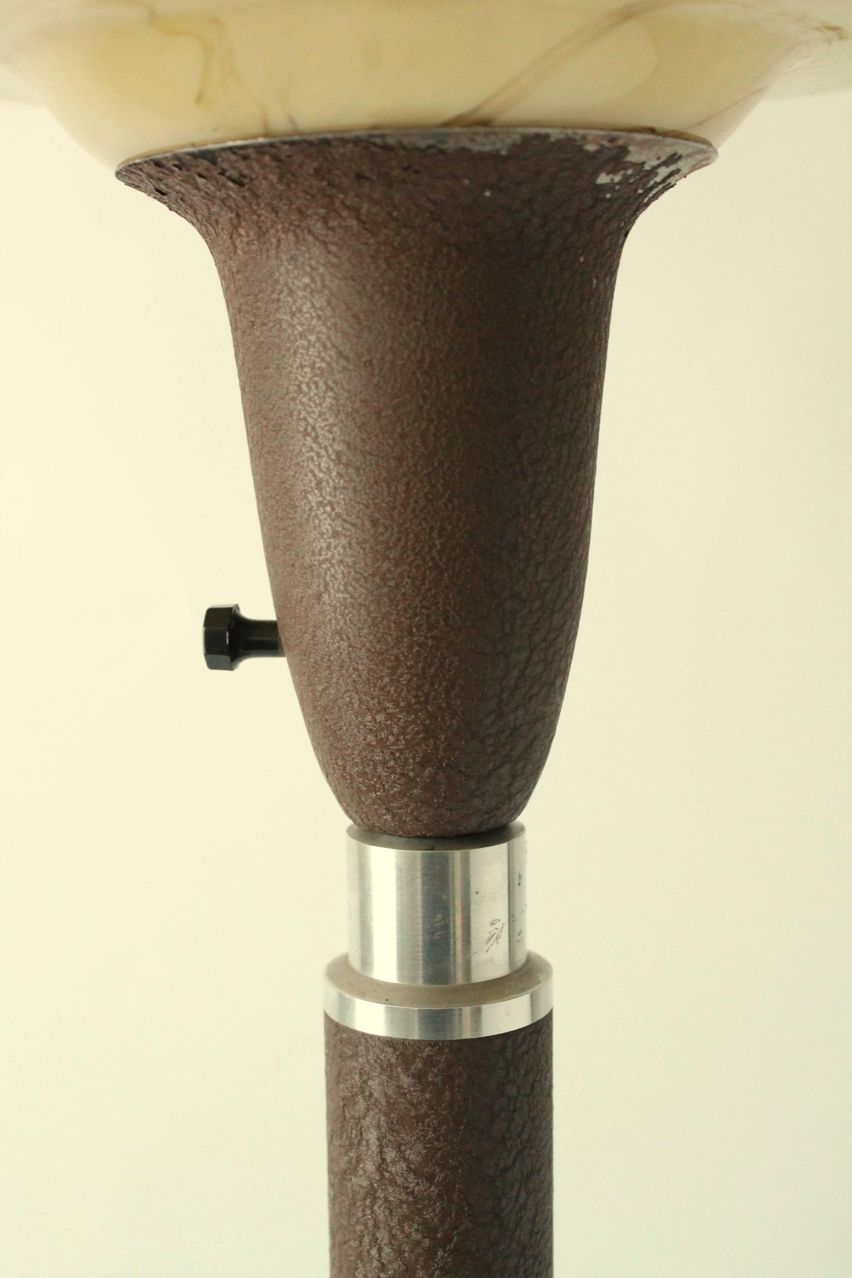 Spun Machine Age Aluminium Floor Lamp, 1930s, USA For Sale