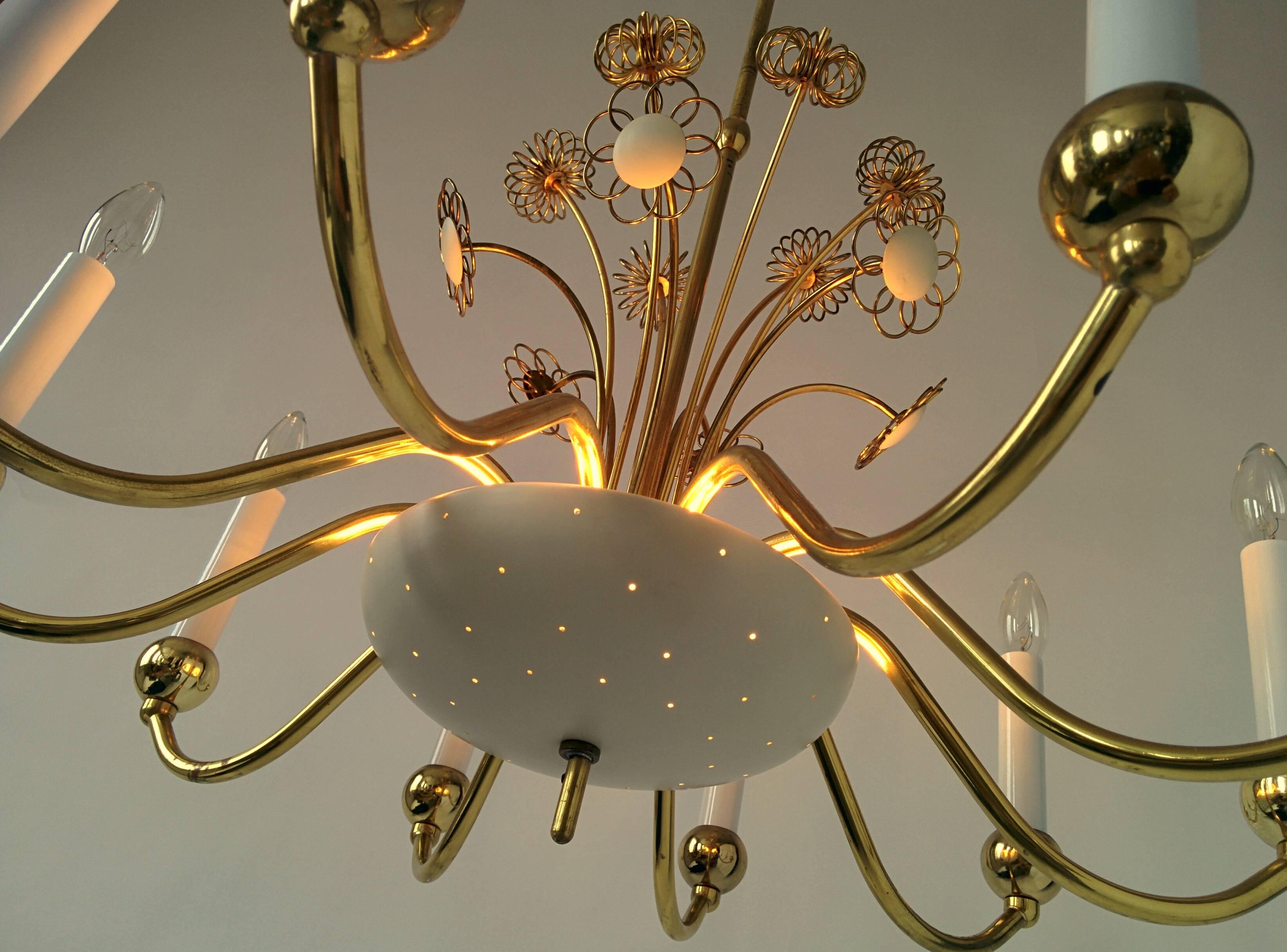 Paavo Tynell   10 Arms  Brass Chandelier for  Lightolier ,  1950 , USA For Sale 1
