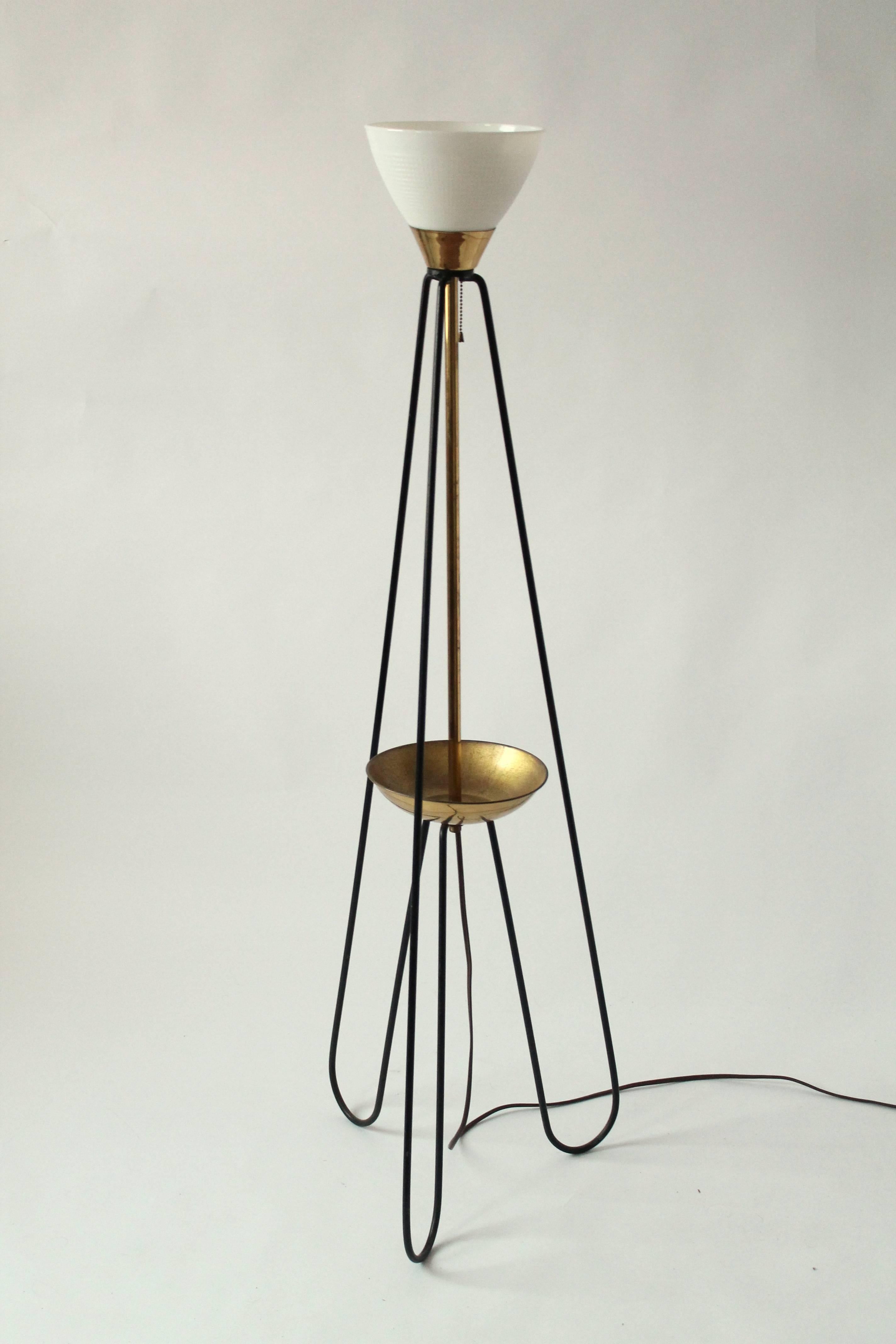 Mid-Century Modern 1950 Hairpin Tripod Floor Lamp Attributed to Gerald Thurston , USA