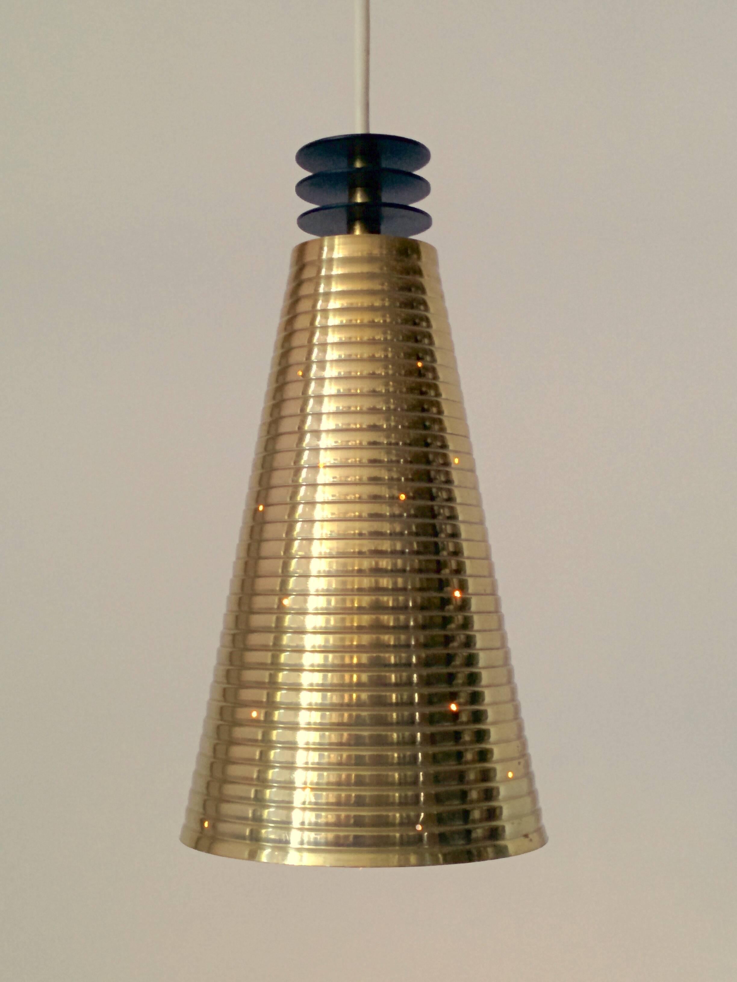 American 3 Brass-Plated Pierced Pendant from Moe Light, 1950s , USA