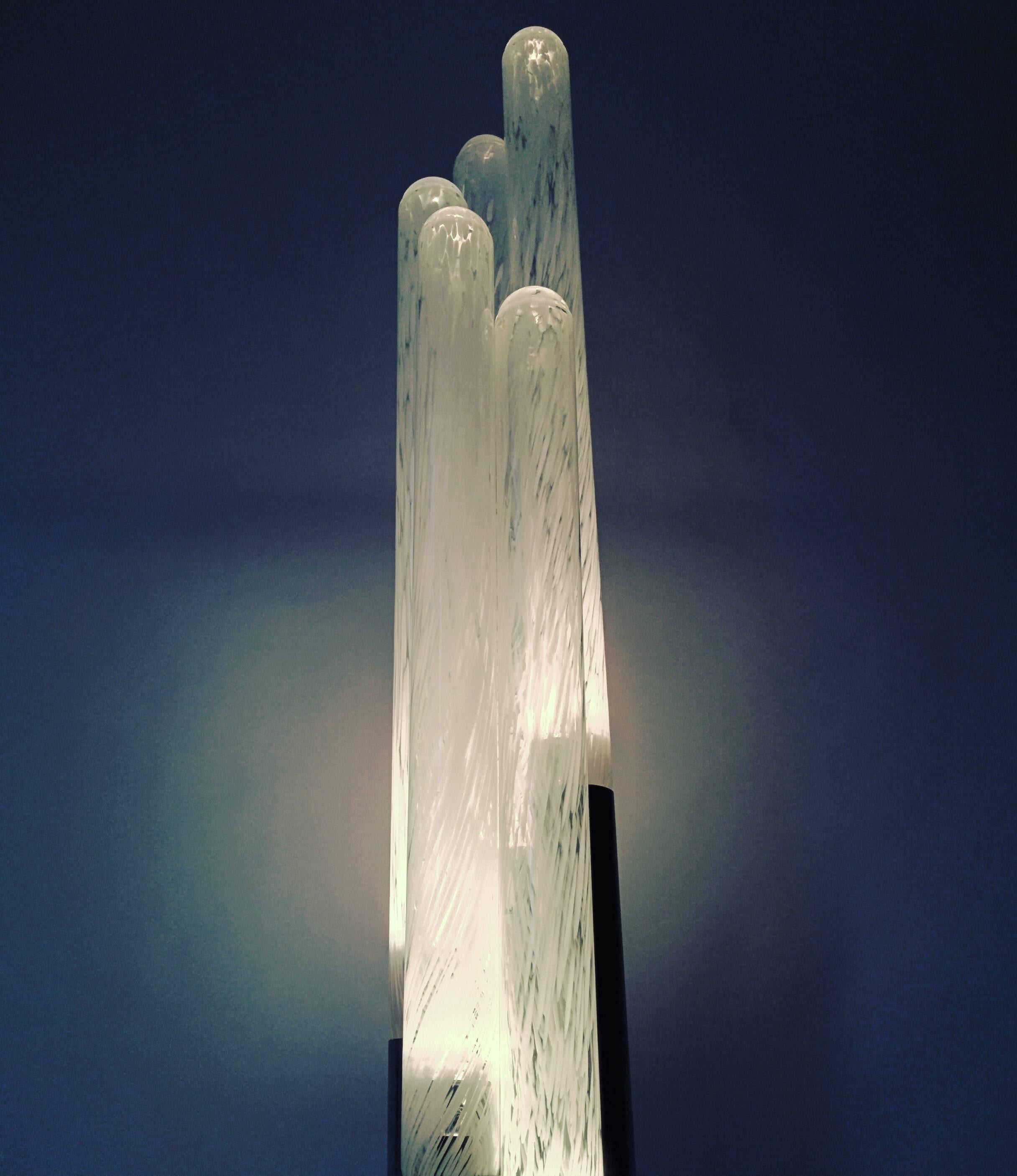 Aluminum Carlo Nason Tallest  Glass Tubes Floor Lamp, 1960s , Italy