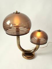 Smoked Acrylic and Brass-Plated Table Lamp, Mid-Century, 1970s, USA