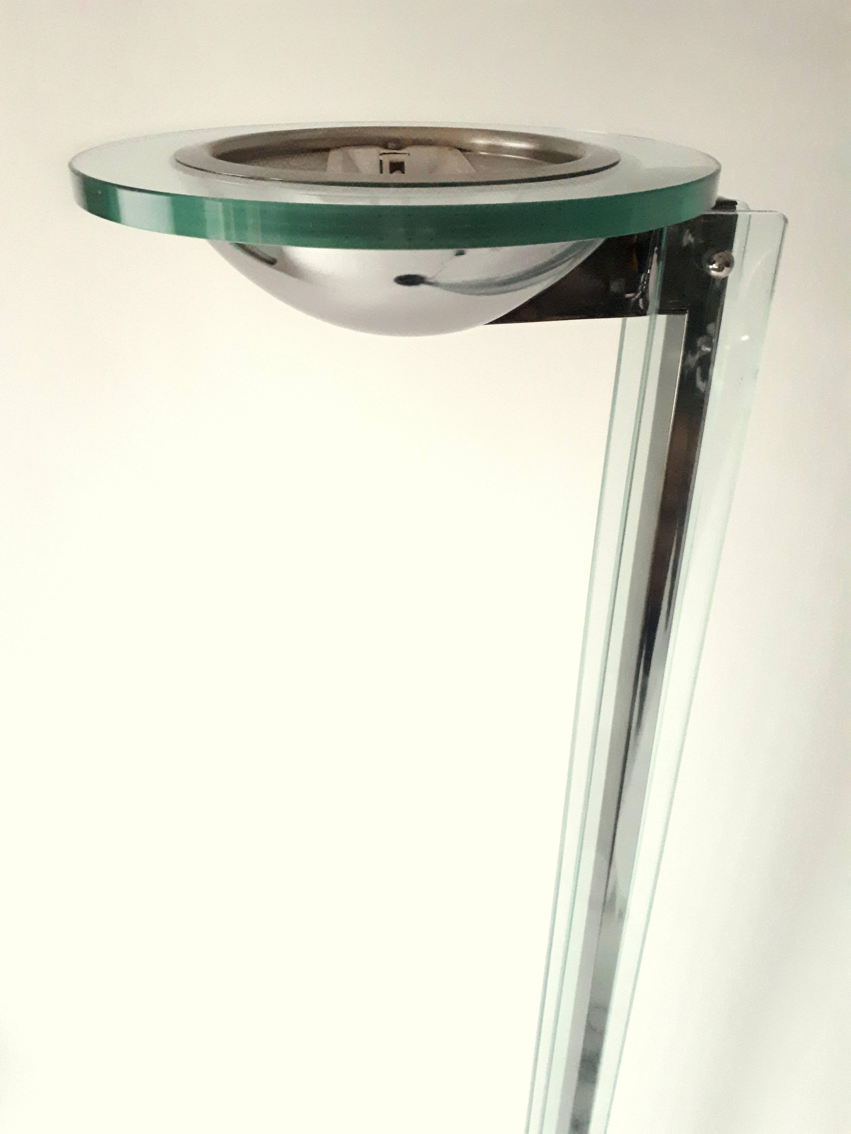 Lampada da terra alogena Torchiere , Placcata in argento , Vetro e marmo , Italia ,  1980s in vendita 2