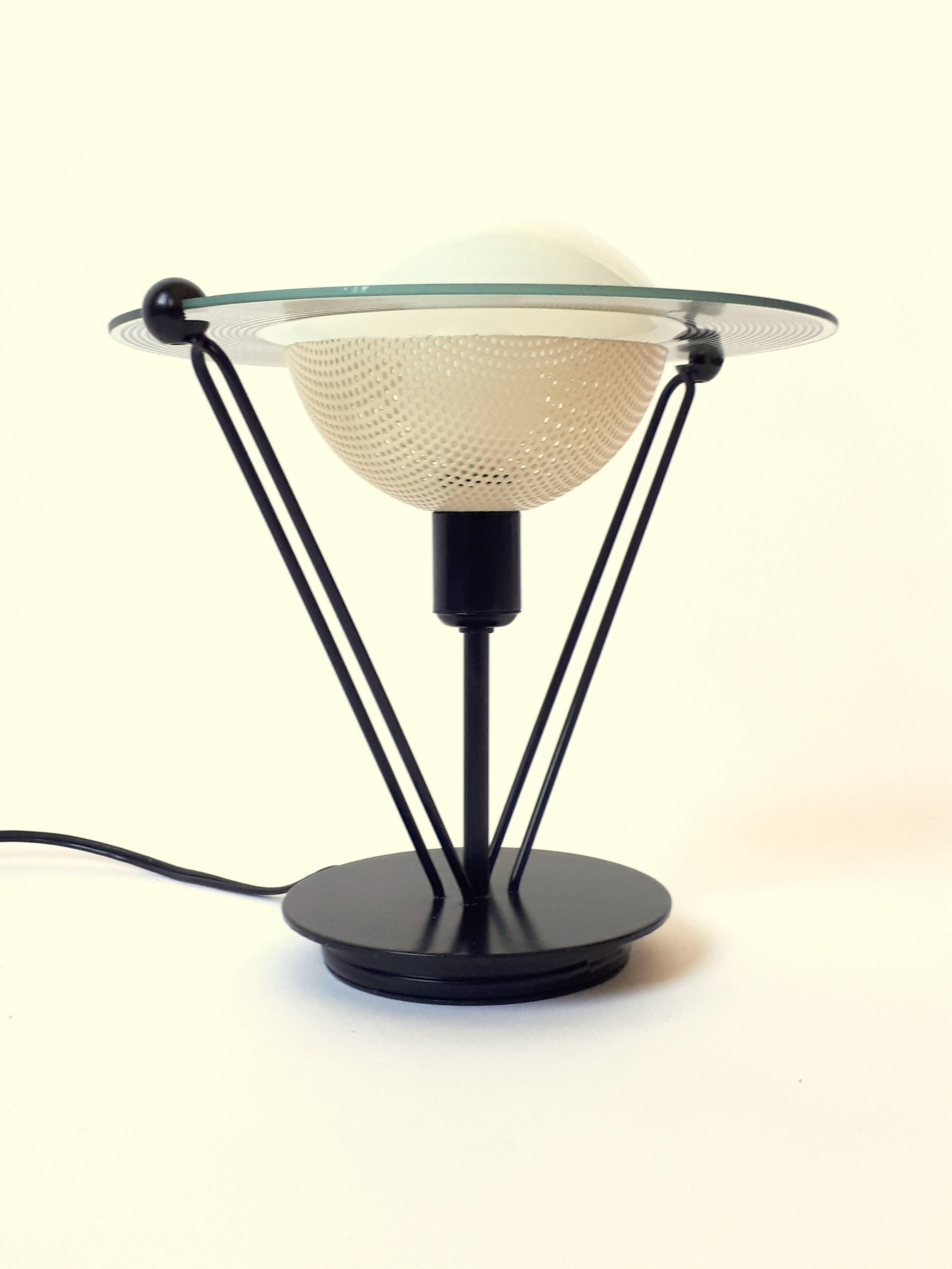 Late 20th Century Saturn Shaped Glass Table Lamp, 1980s, Italia