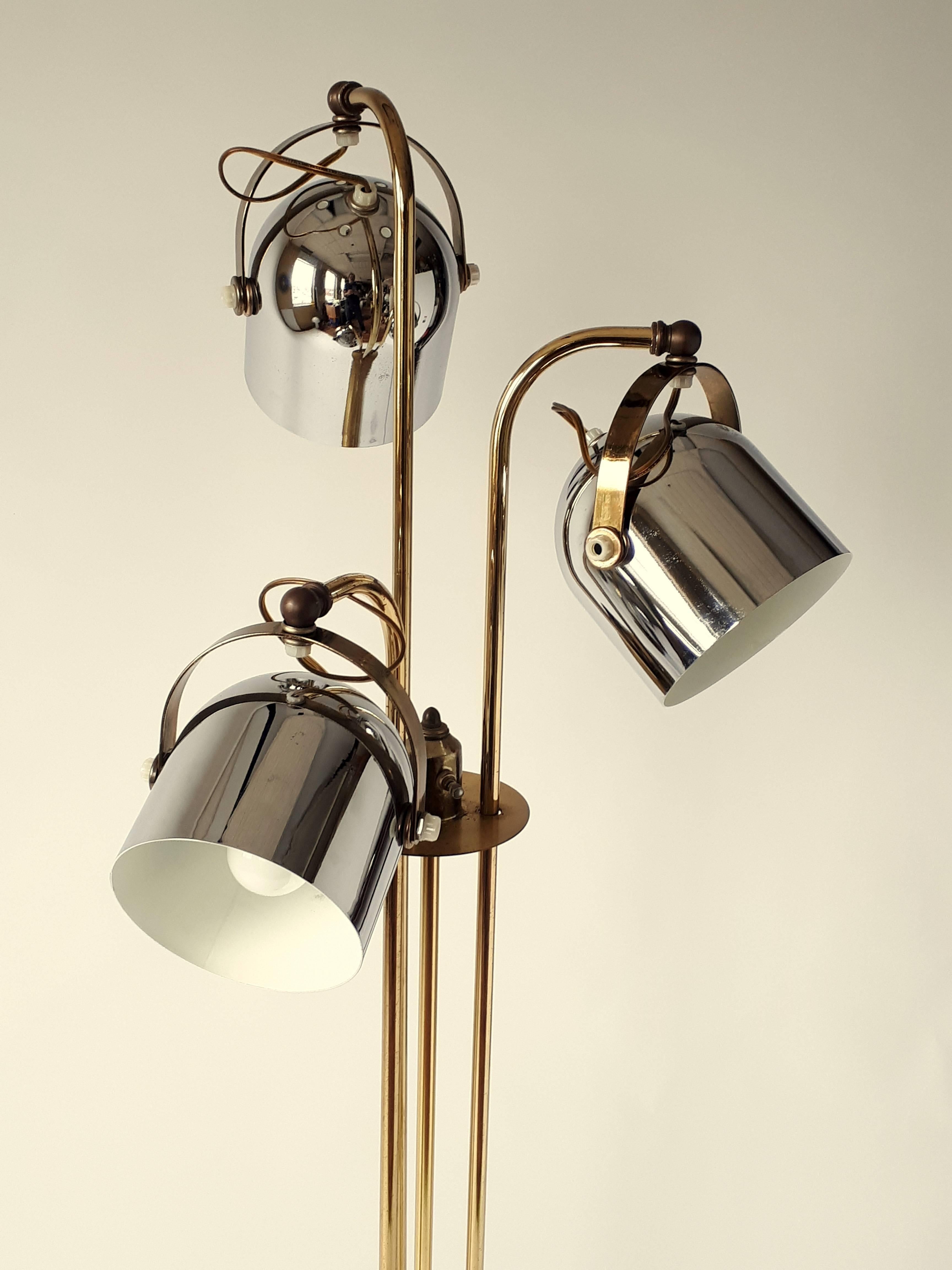 American Three Heads Floor Lamp in the Style of Reggiani, 1960s, USA