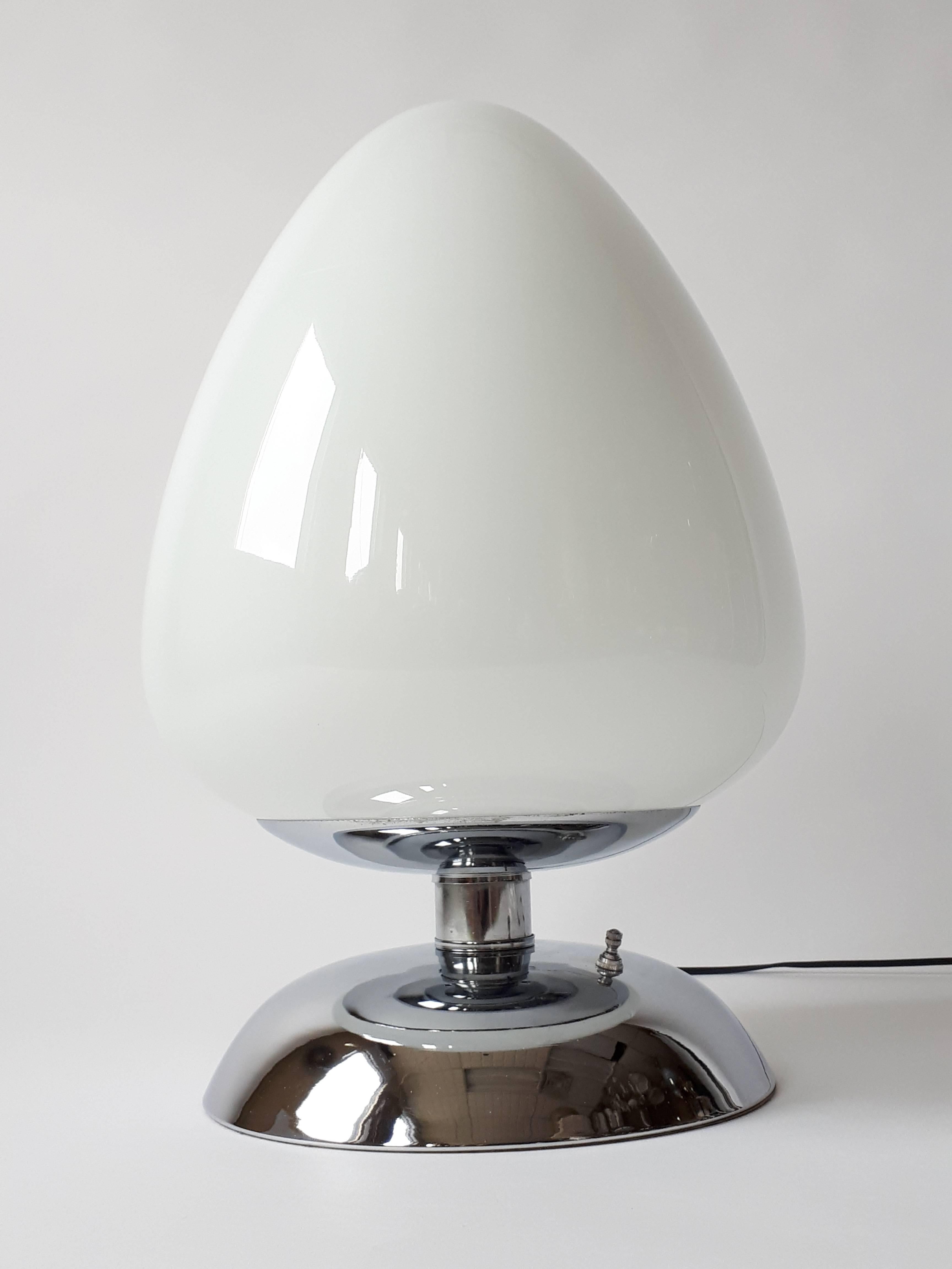 Italian Reggiani Huge  Egg Shaped Glass Table Lamp, 1960s, Italy