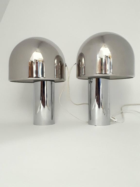 Pair of Reggiani Rotating Shade Chrome Table Lamp, 1960s