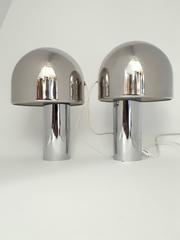 Pair of Reggiani Magnetic Rotating Shade Chrome Table Lamp, 1960s, Italia