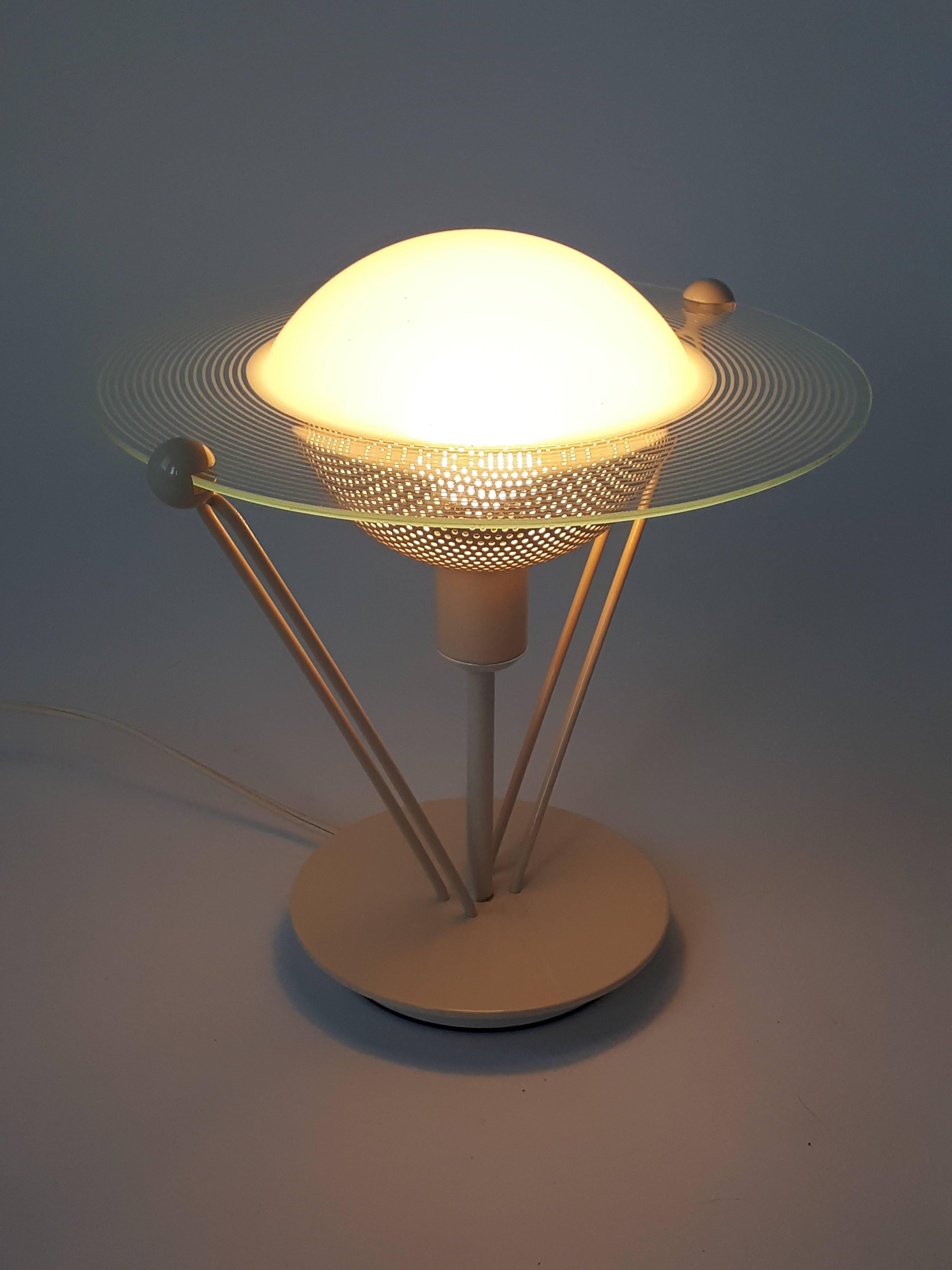 Italian Saturn Glass Table Lamp , 1980s , Italia