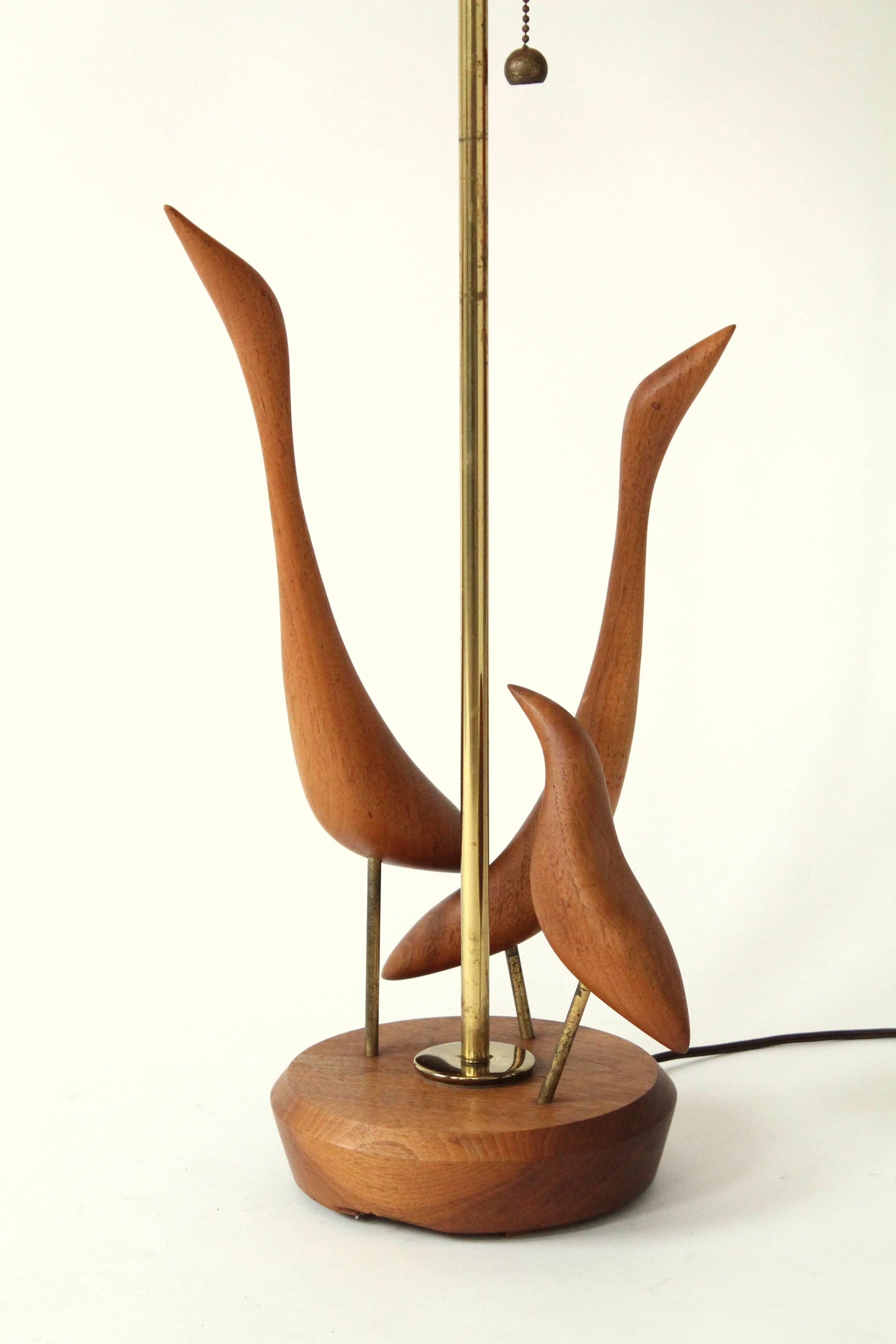 Danish Teak Table Lamp with Brass Trim , 1960s , Denmark