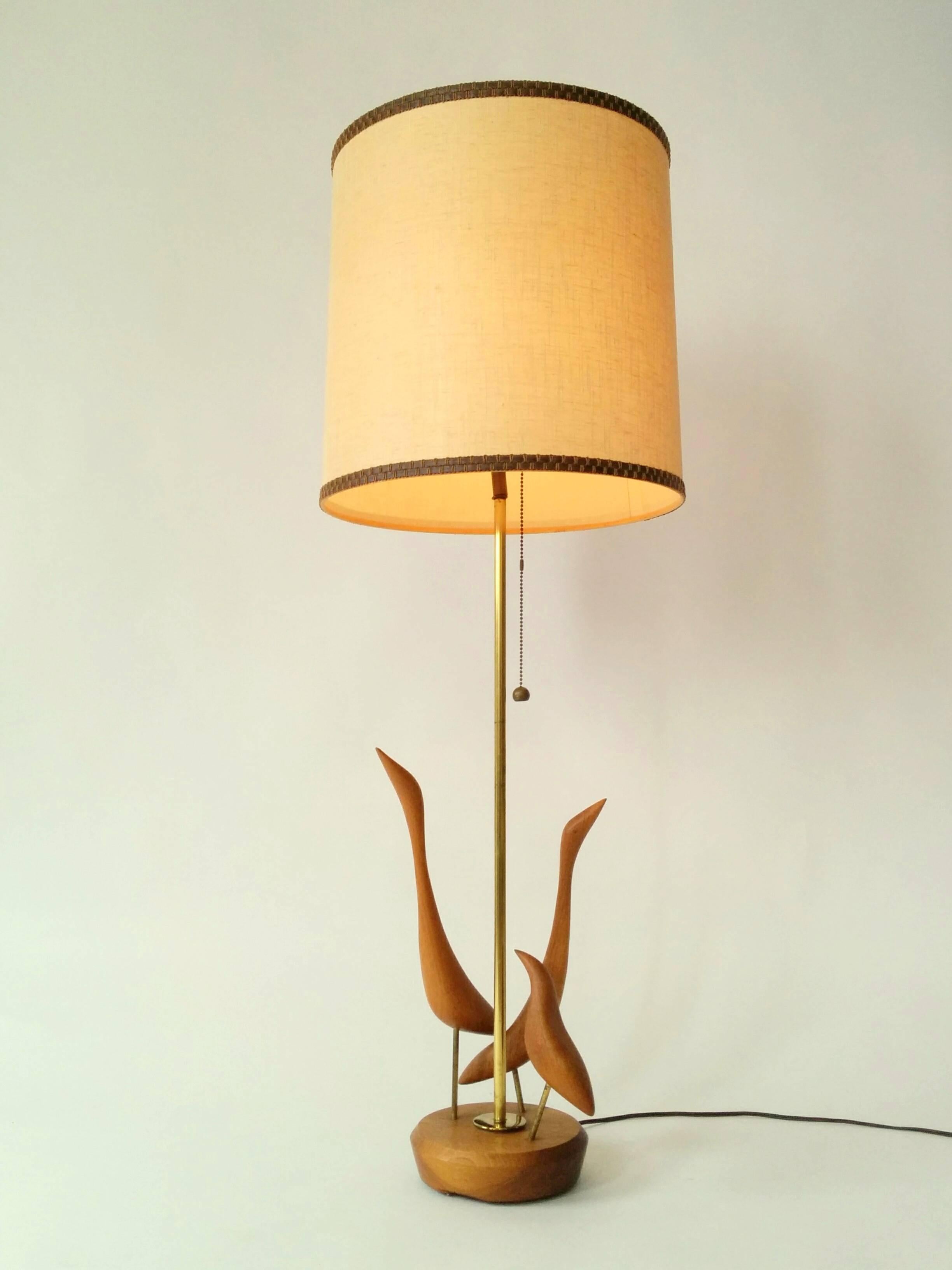 Mid-20th Century Teak Table Lamp with Brass Trim , 1960s , Denmark