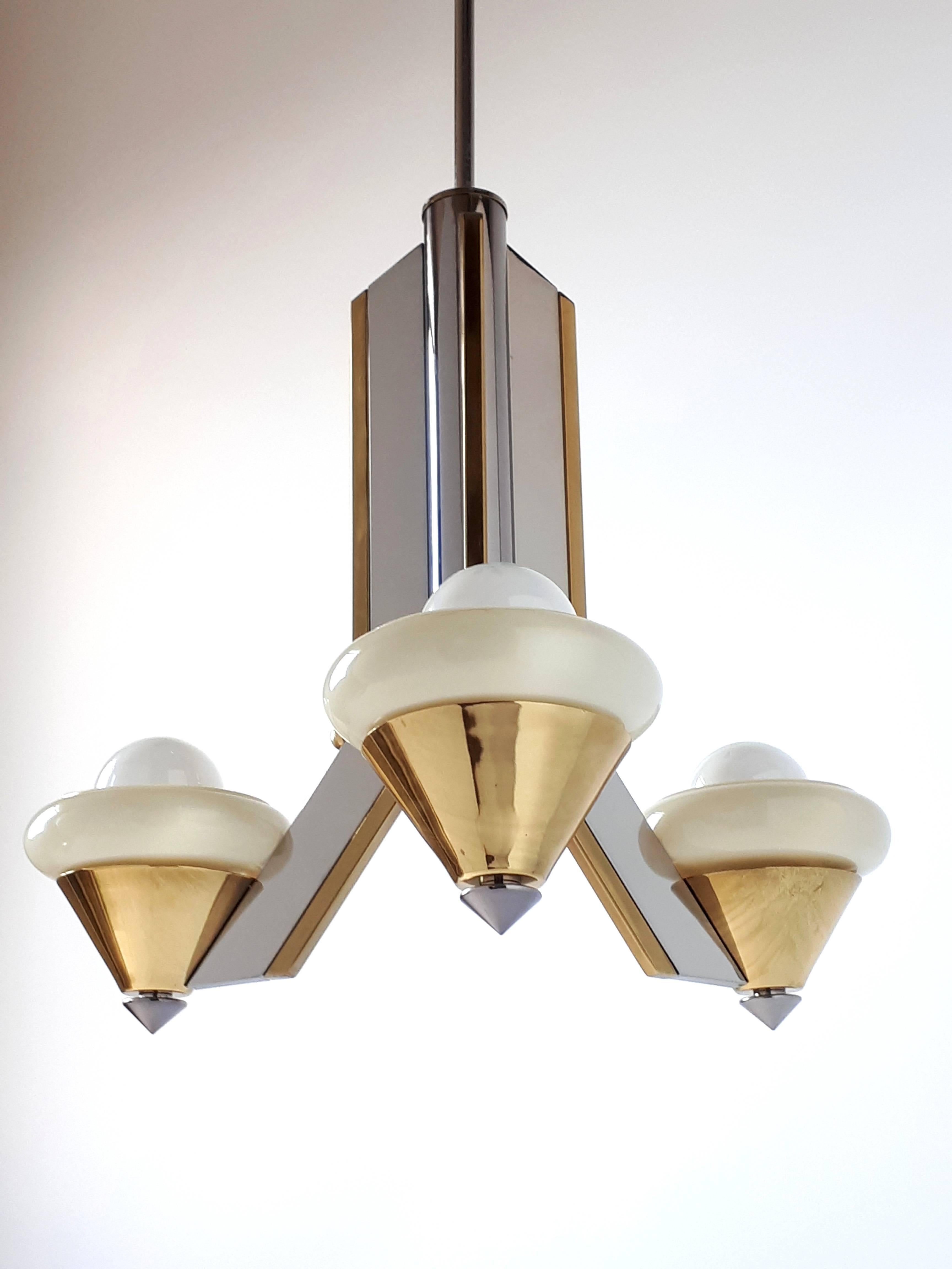 Modern Art Deco Style Chandelier in the Manners of Sciolari, 1970s, Italy 3