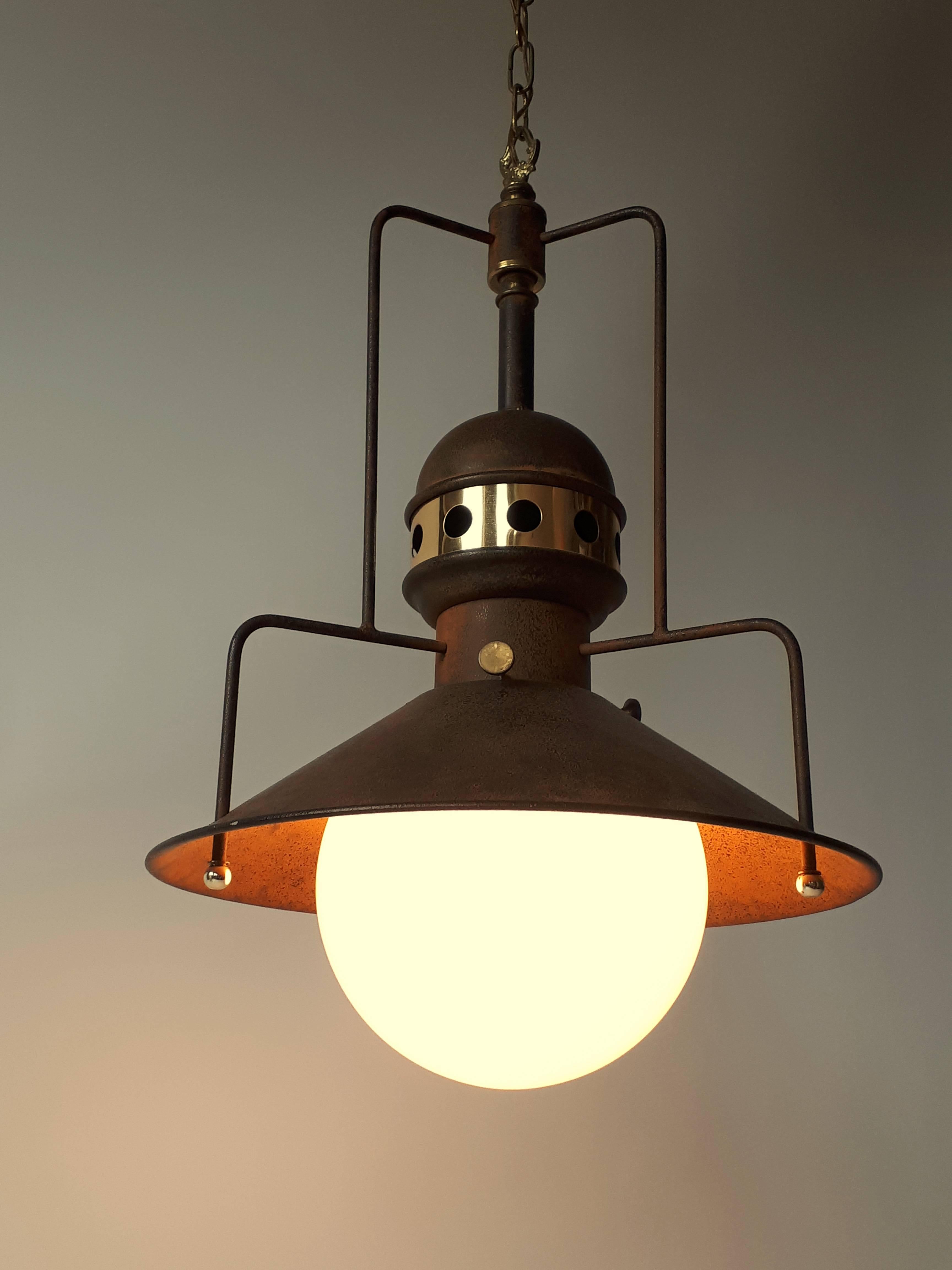 1960s Industrial Style Large Pendant , USA 1