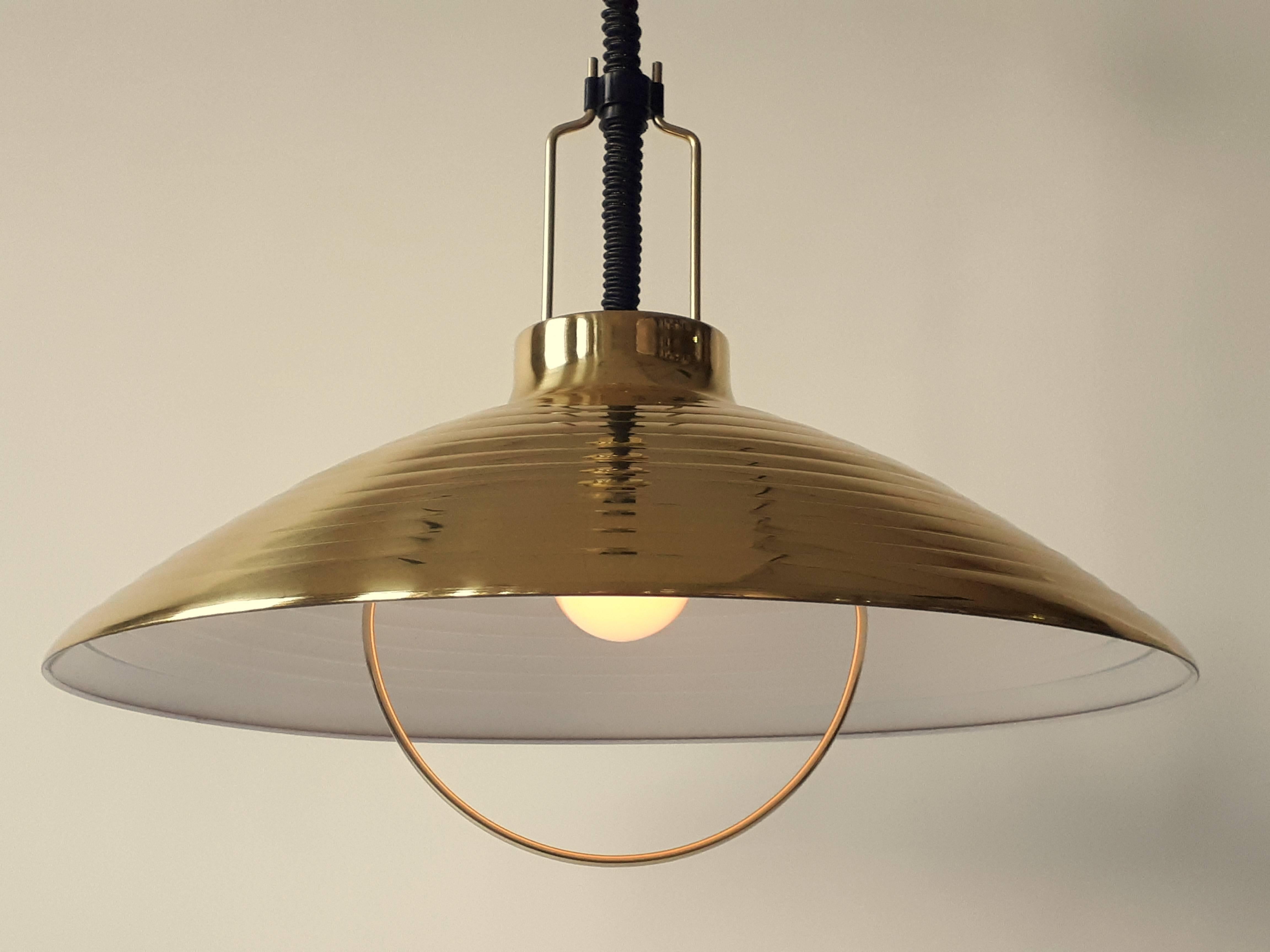 Late 20th Century Swedish Brass-Plated Retractable Chandelier, 1970s, Denmark