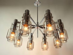 Hans Agne Jakobsson  Chrome  8 Arm Chandelier , 1960s , Sweden