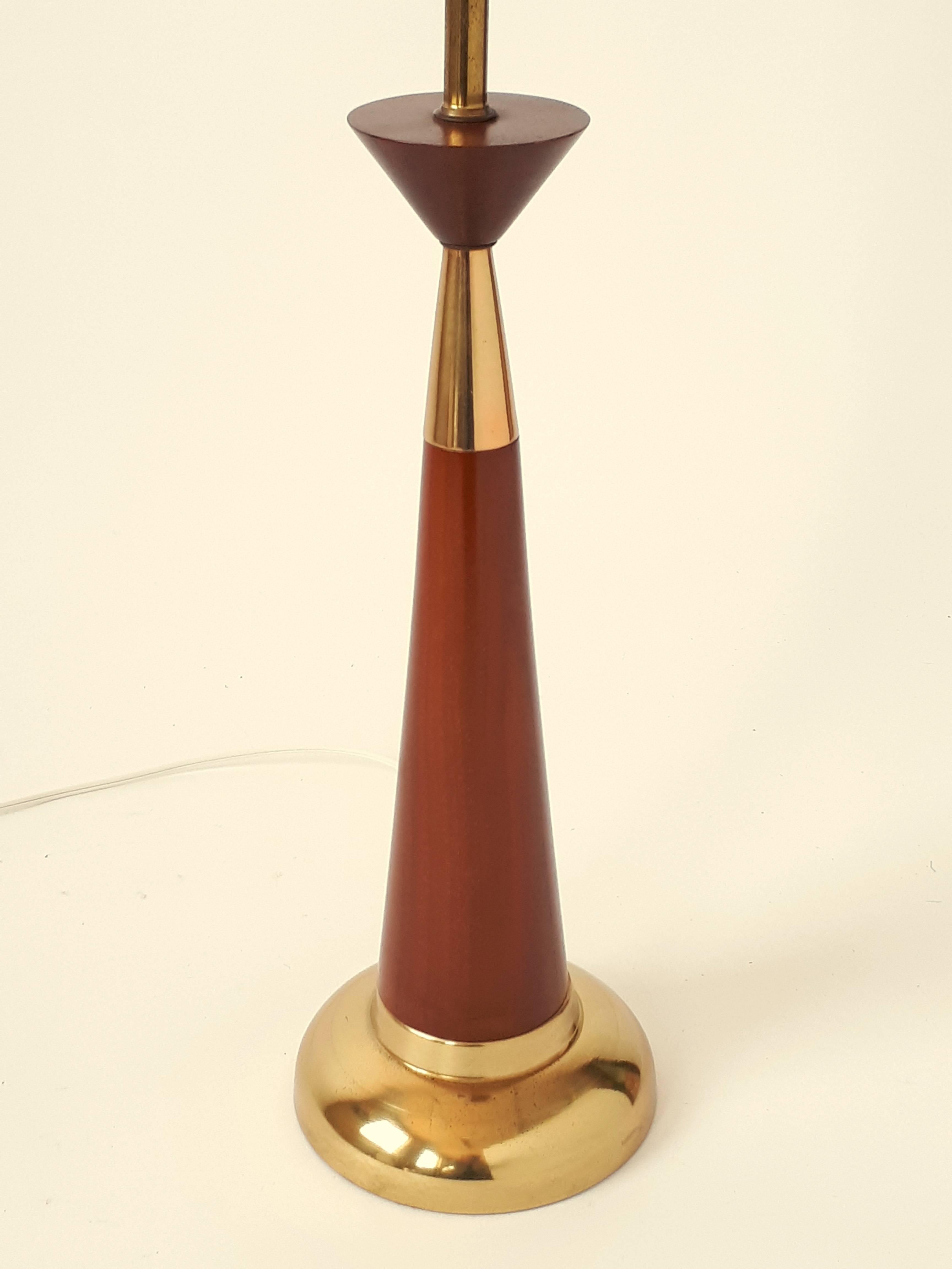American Pair of Tony Paul style  Walnut Table Lamp, 1950s, USA