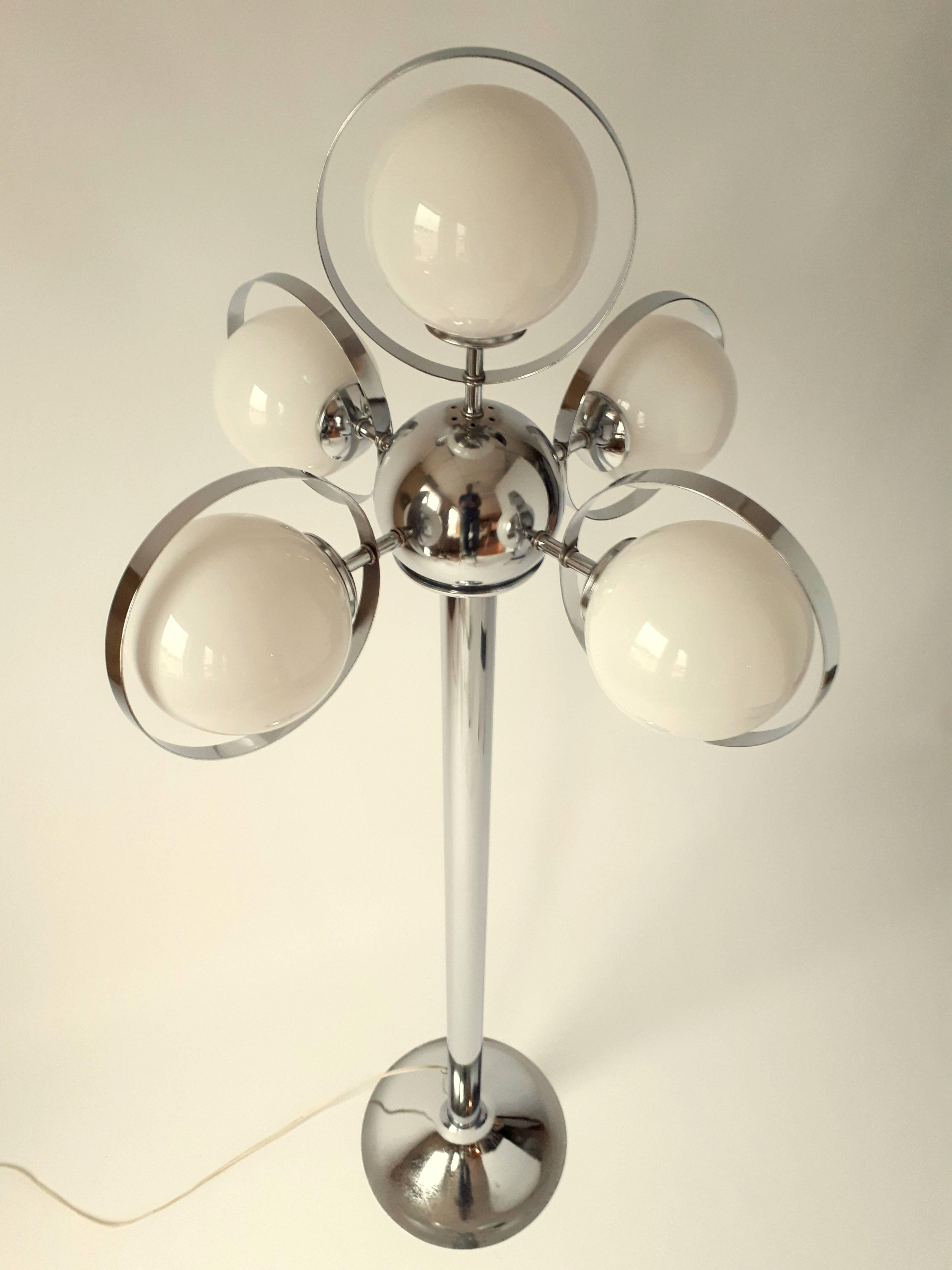 Mid-Century Modern Atomic Molecule  Chrome Floor Lamp , 1970s , USA