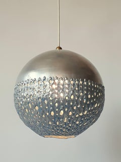 Brutalist Torch Pierced Aluminium Sphere Pendant, 1950s, USA