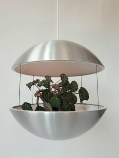 Aluminium Lighted Planter Pendant from Lyskaer, 1970s, Denmark