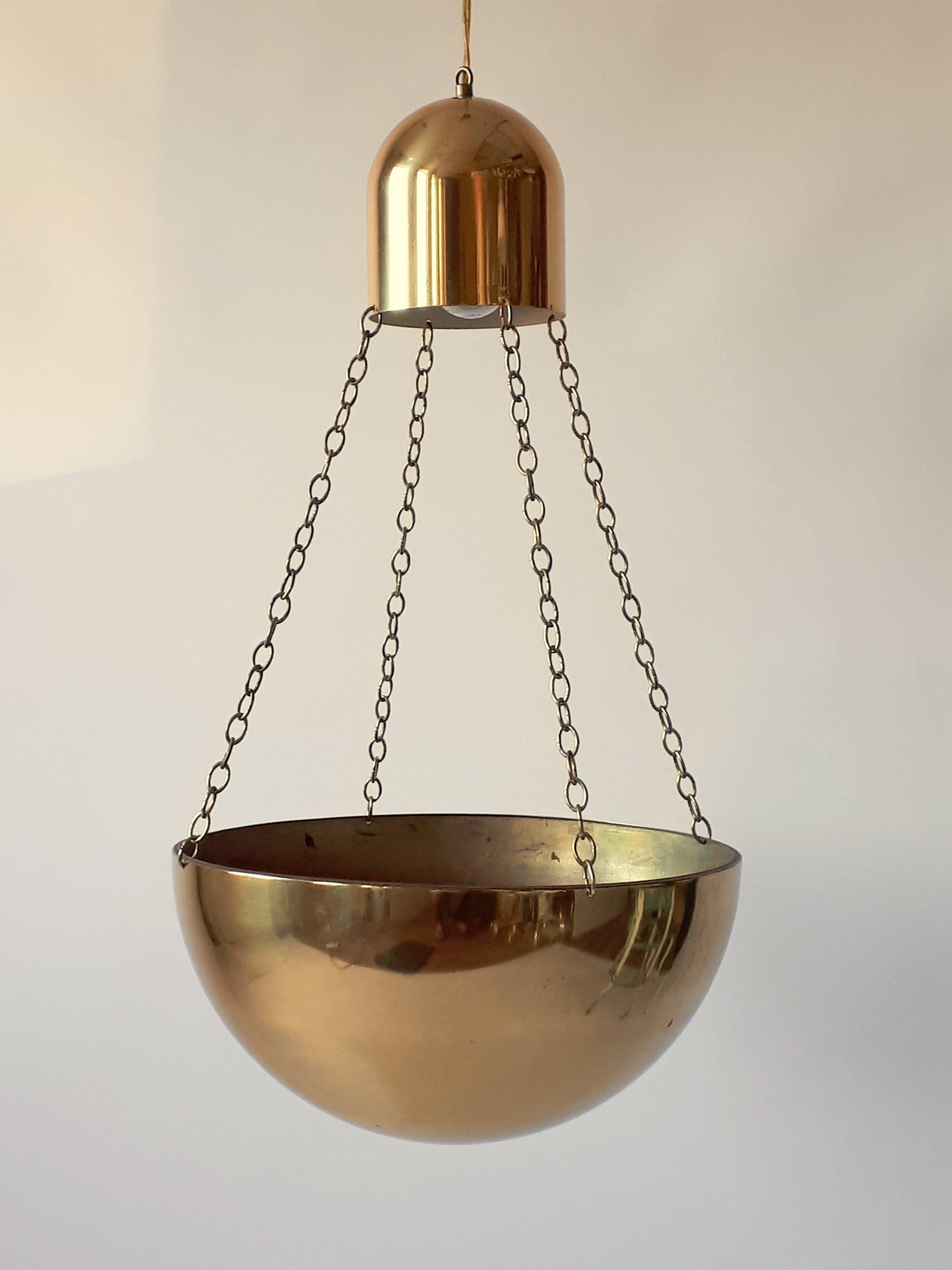 American Brass-Plated Lighted Planter, 1970s, USA