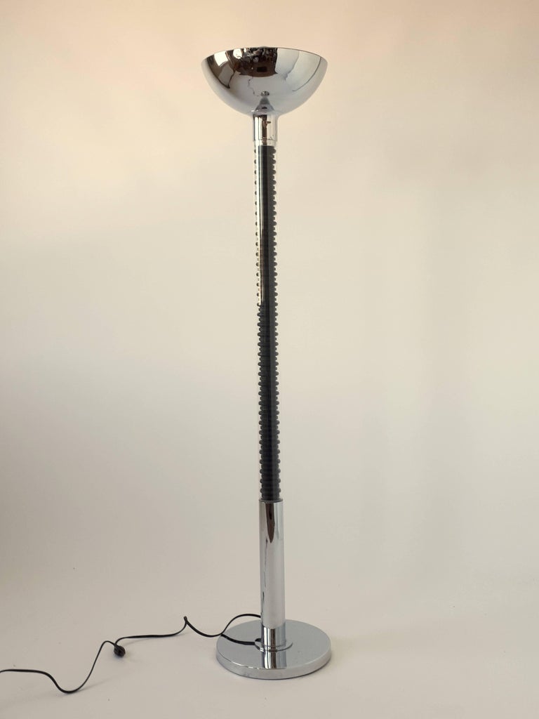 1970s Telescopic Floor Lamp with a Pull/Push Flexible Rubber Stem