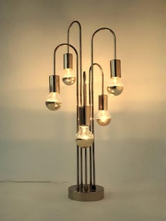 Waterfall Brass-Plated Table Lamp, 1970s, USA