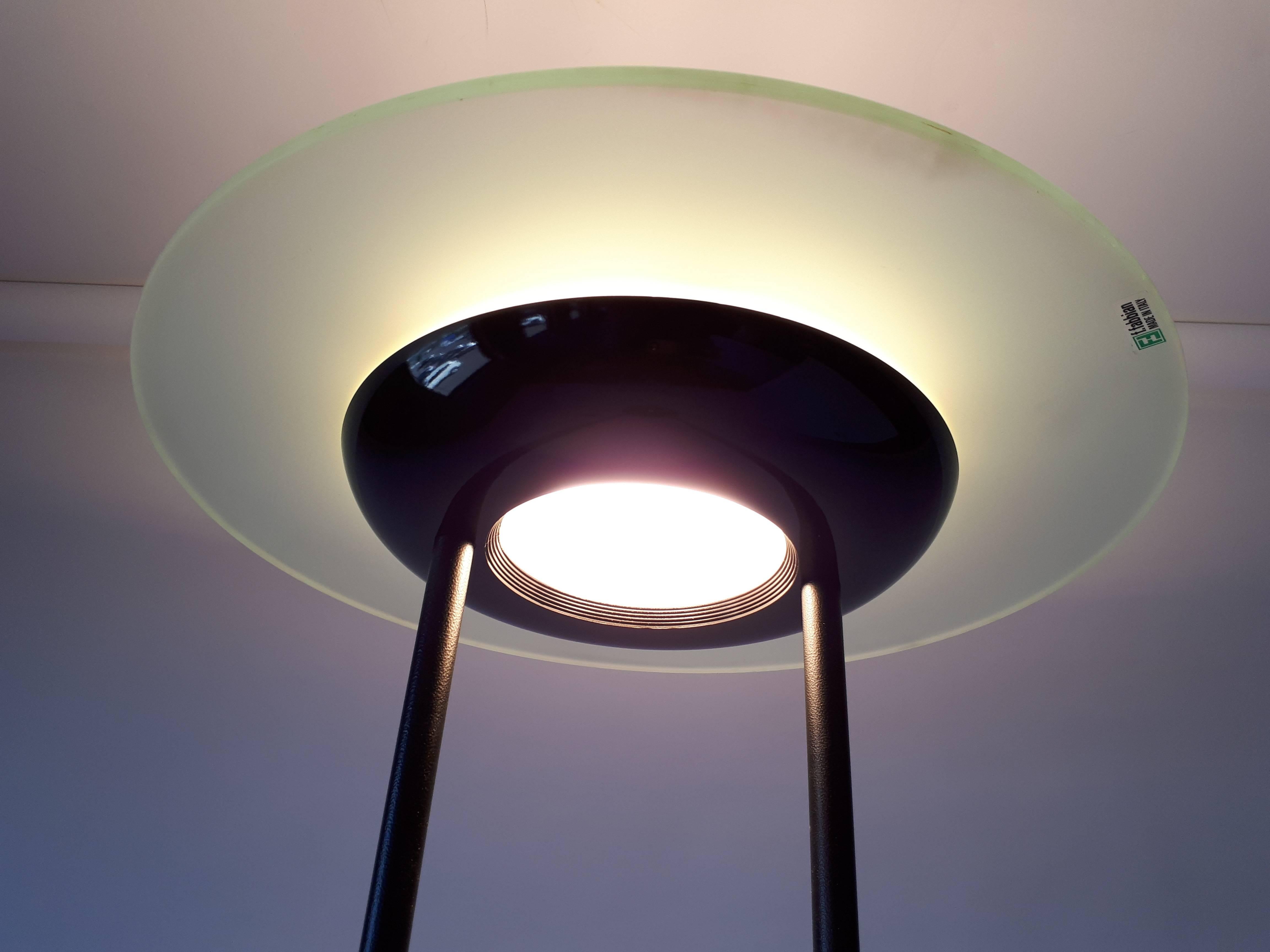 Italian Saturn Shaped Tall Halogen Floor Lamp by F. Fabian, 1980s, Italia