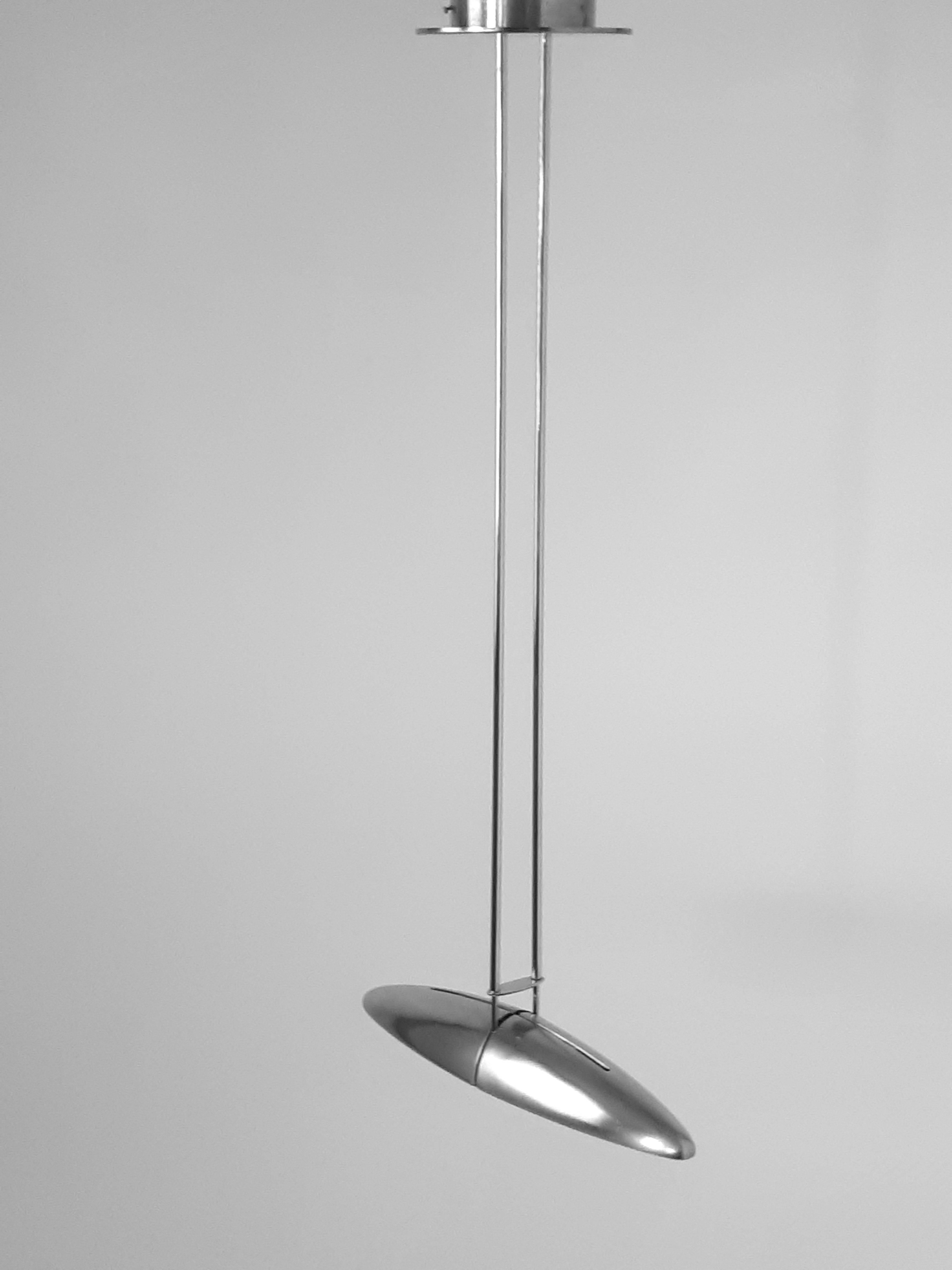 Fin du 20e siècle Lustre halogène télescopique en aluminium à longues gouttes Jorge Pensi, 1988, Espagne en vente
