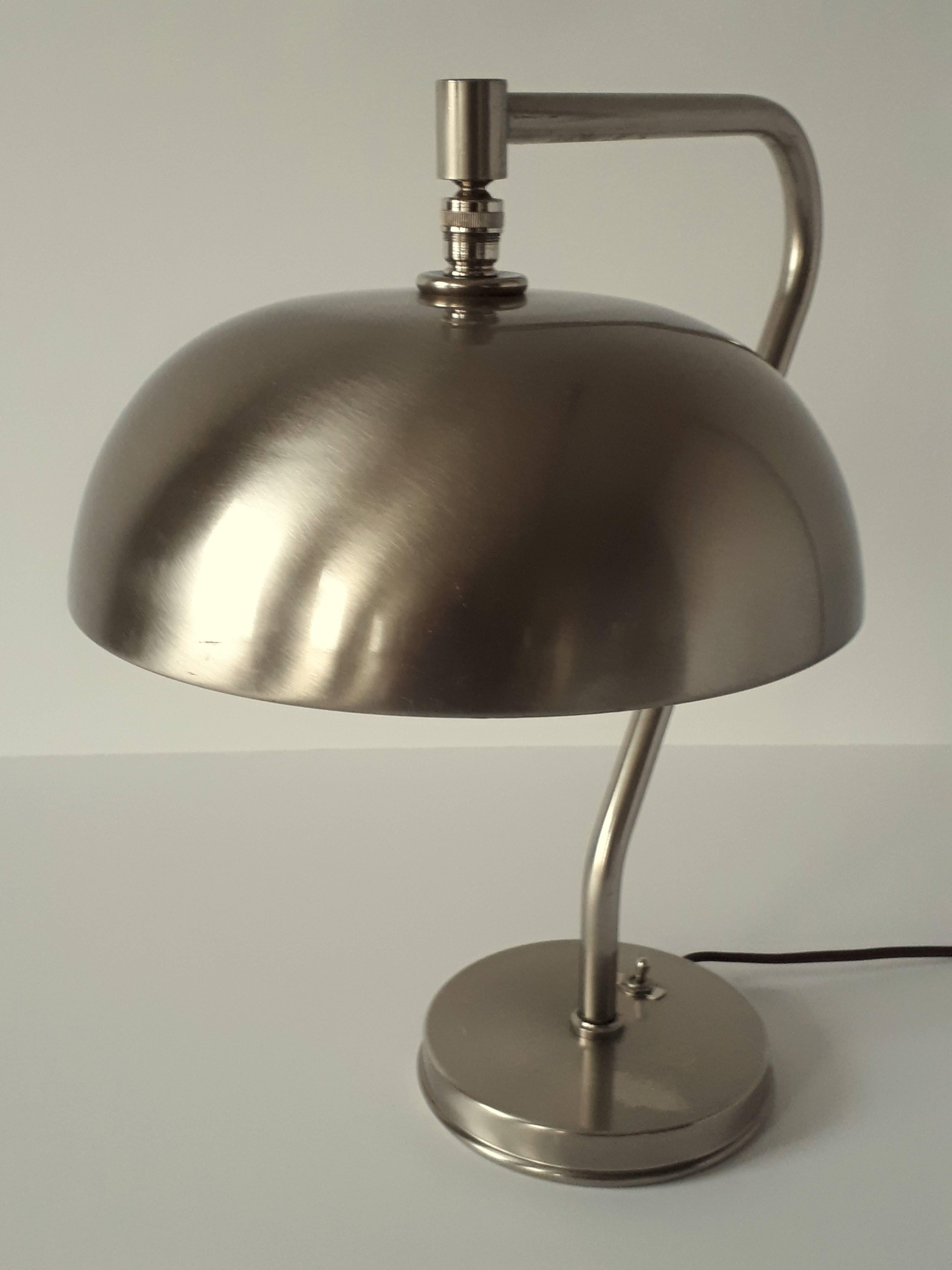 Mid-20th Century 1950s Laquered Brushed Steel Table Lamp, USA