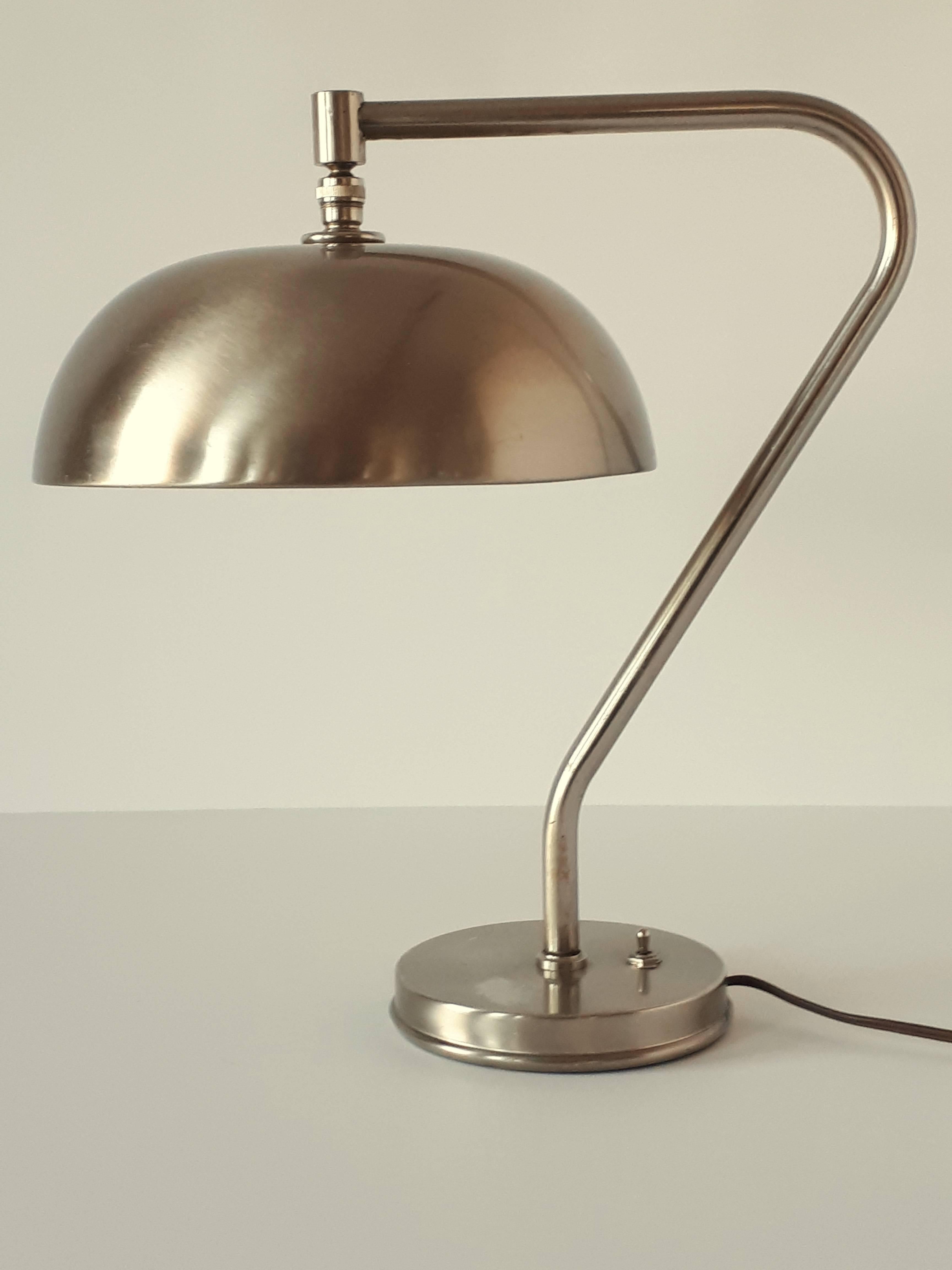 American 1950s Laquered Brushed Steel Table Lamp, USA