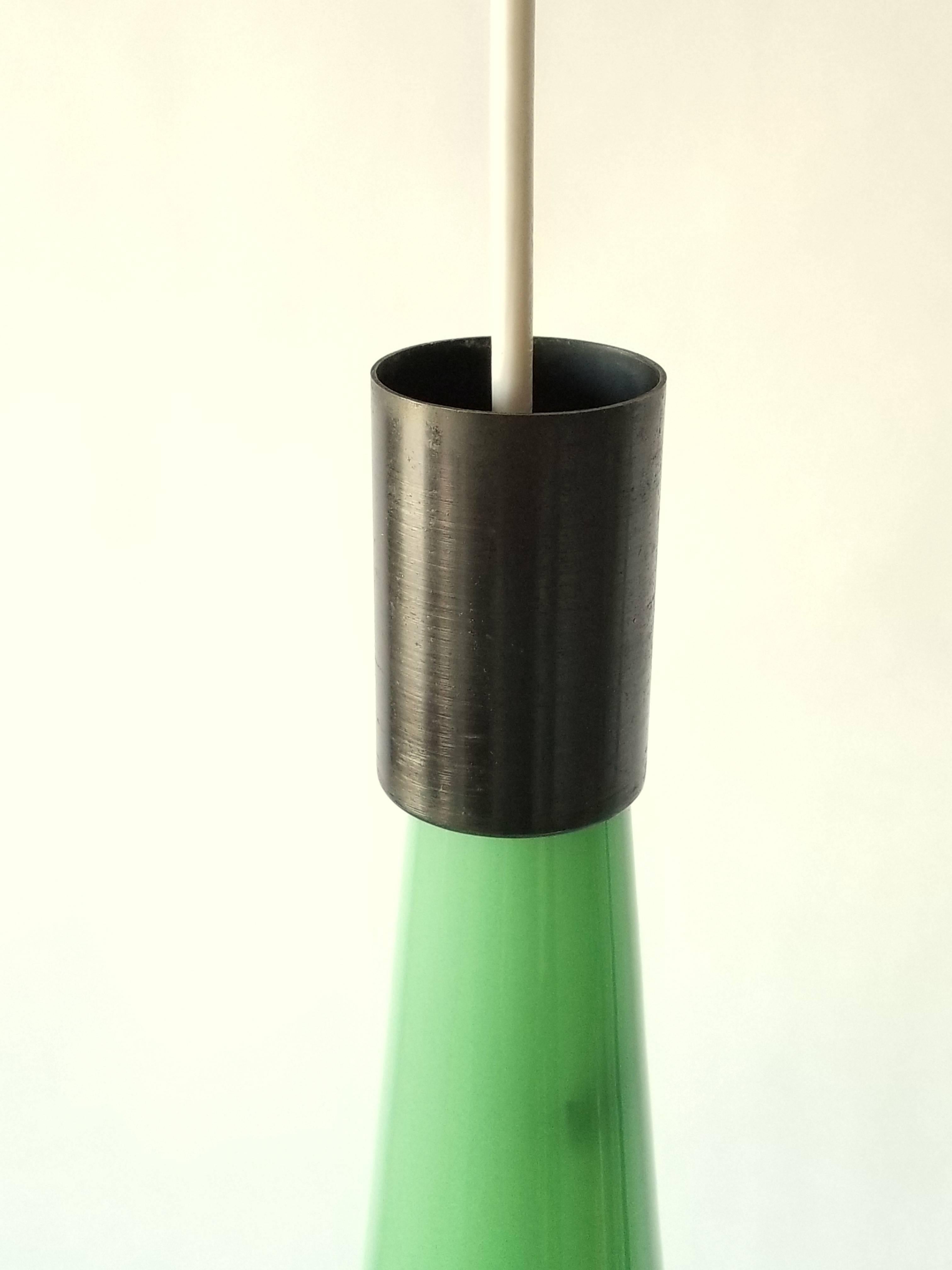 Italian Extra Long Vistosi Glass Pendant, 1960s, Murano, Italy