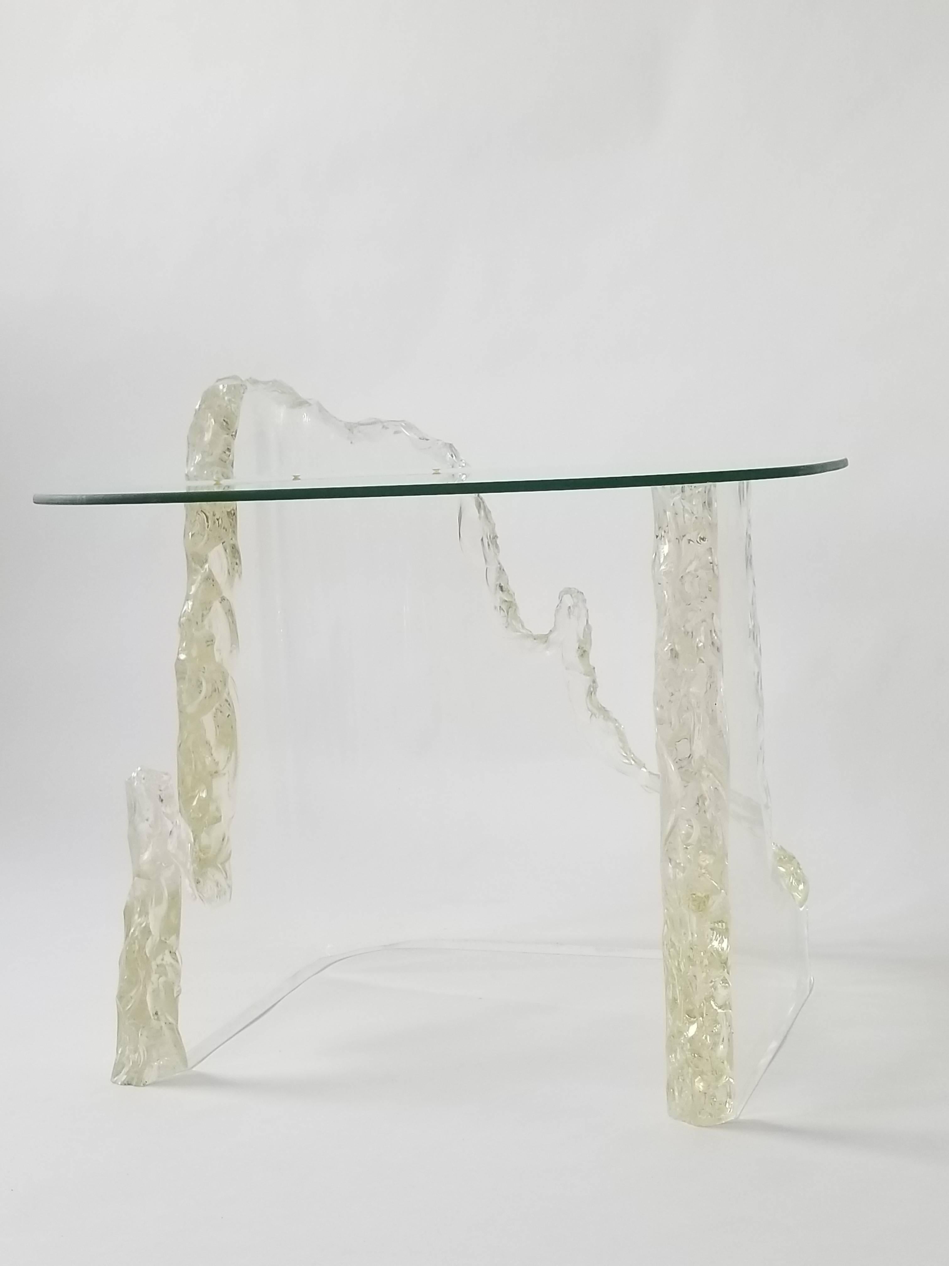 American Lucite 'Iceberg' Side Table from Lion in Frost, 1970s, USA