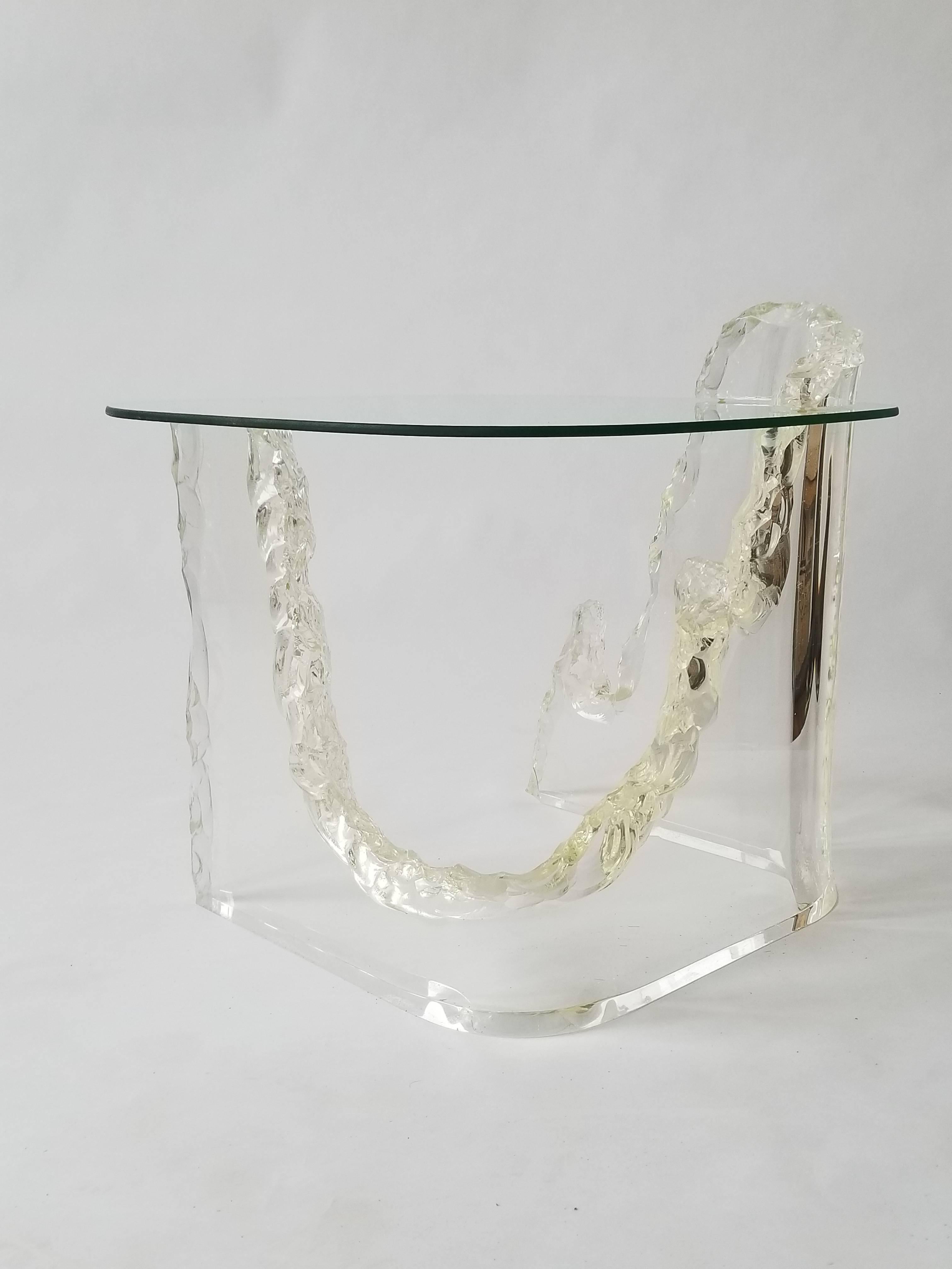 Glass Lucite 'Iceberg' Side Table from Lion in Frost, 1970s, USA