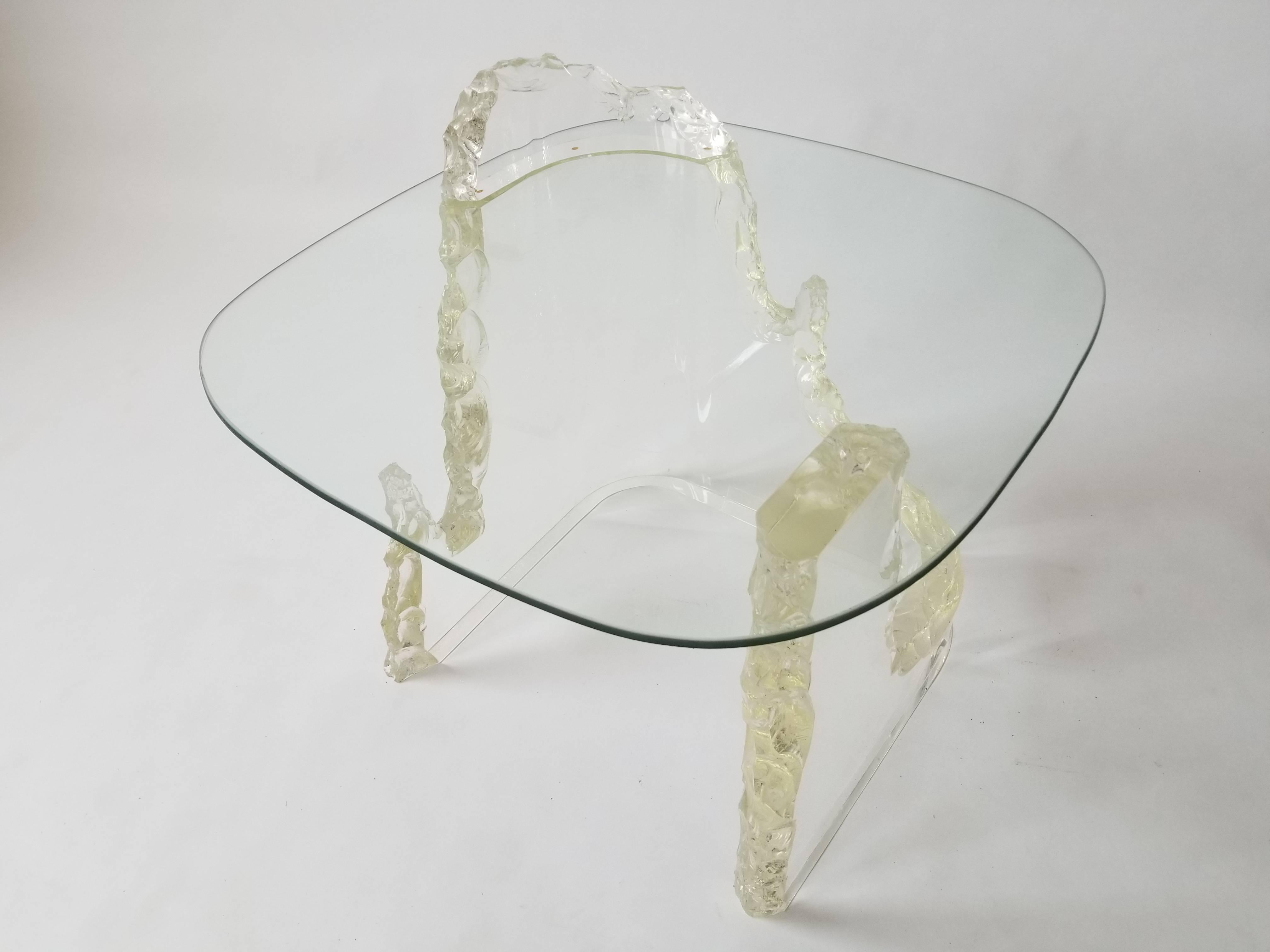 Mid-Century Modern Lucite 'Iceberg' Side Table from Lion in Frost, 1970s, USA