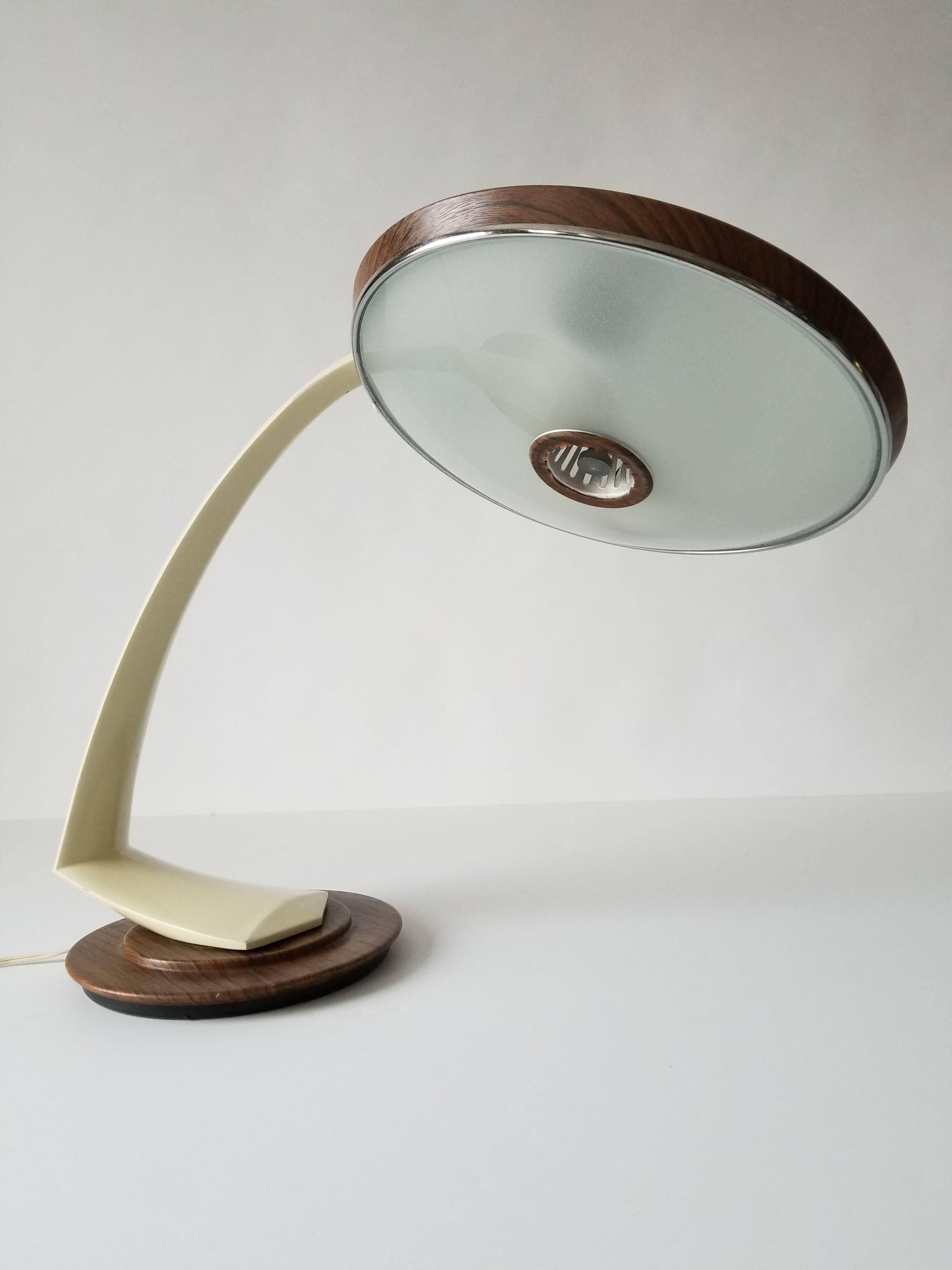 Spanish 1960s Fase ' Boomerang '  Wood Grain Texturized  Table Lamp, Spain