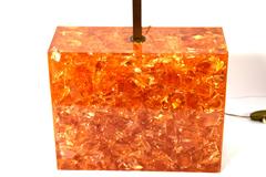 Early Marie-Claude de Fouquieres Rectangular Orange Resin Crackled Table Lam