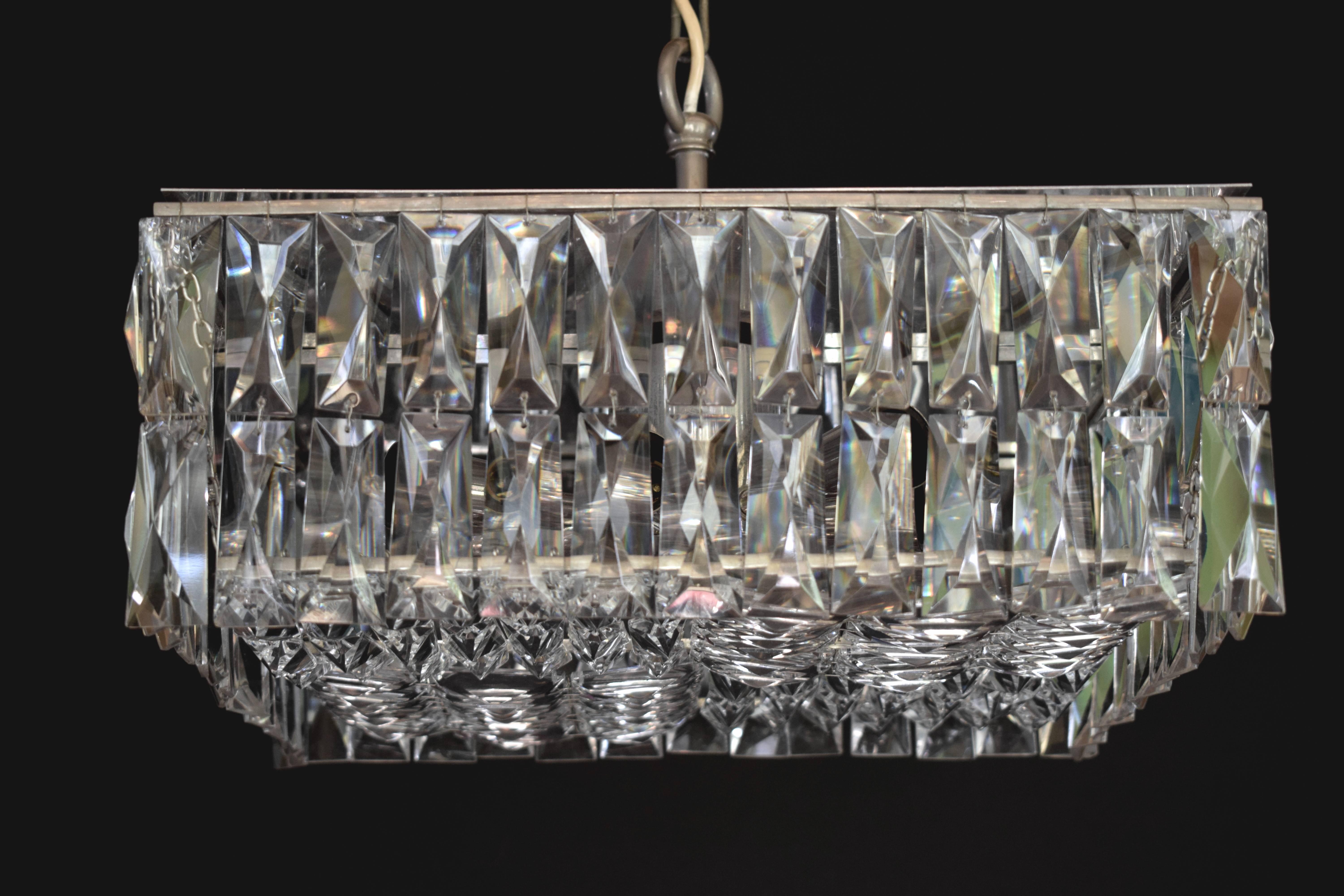 Mid-Century Modern Square Crystal Pendant by Bakalowits For Sale