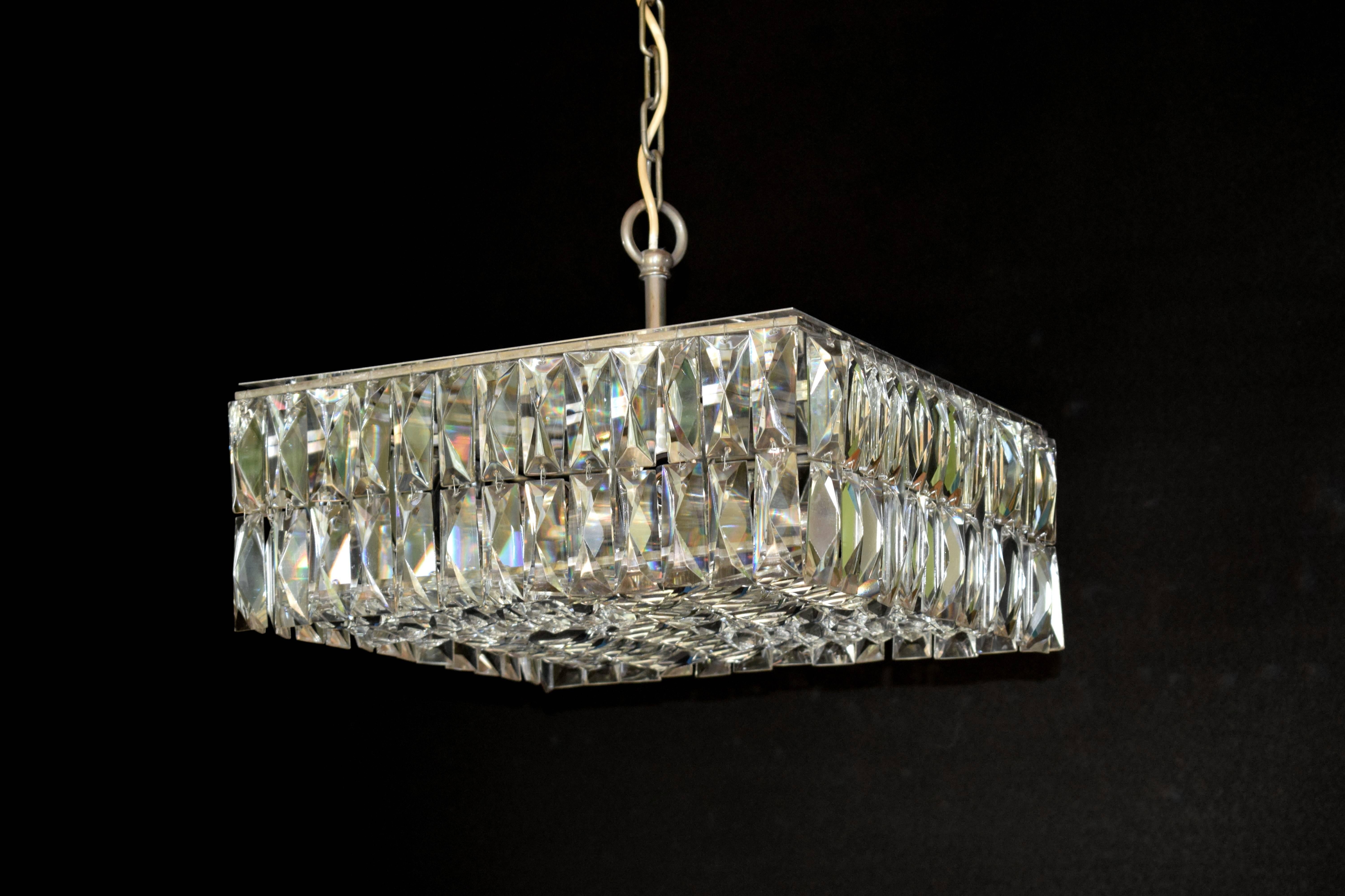 Austrian Square Crystal Pendant by Bakalowits For Sale