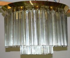 Huge Kalmar Two-Tier Murano Glass Flush Mount with Venini Triedri Crystals