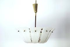 J. T. Kalmar, Pendant Lamp “Fiorano, ” Curved and Textured Glass