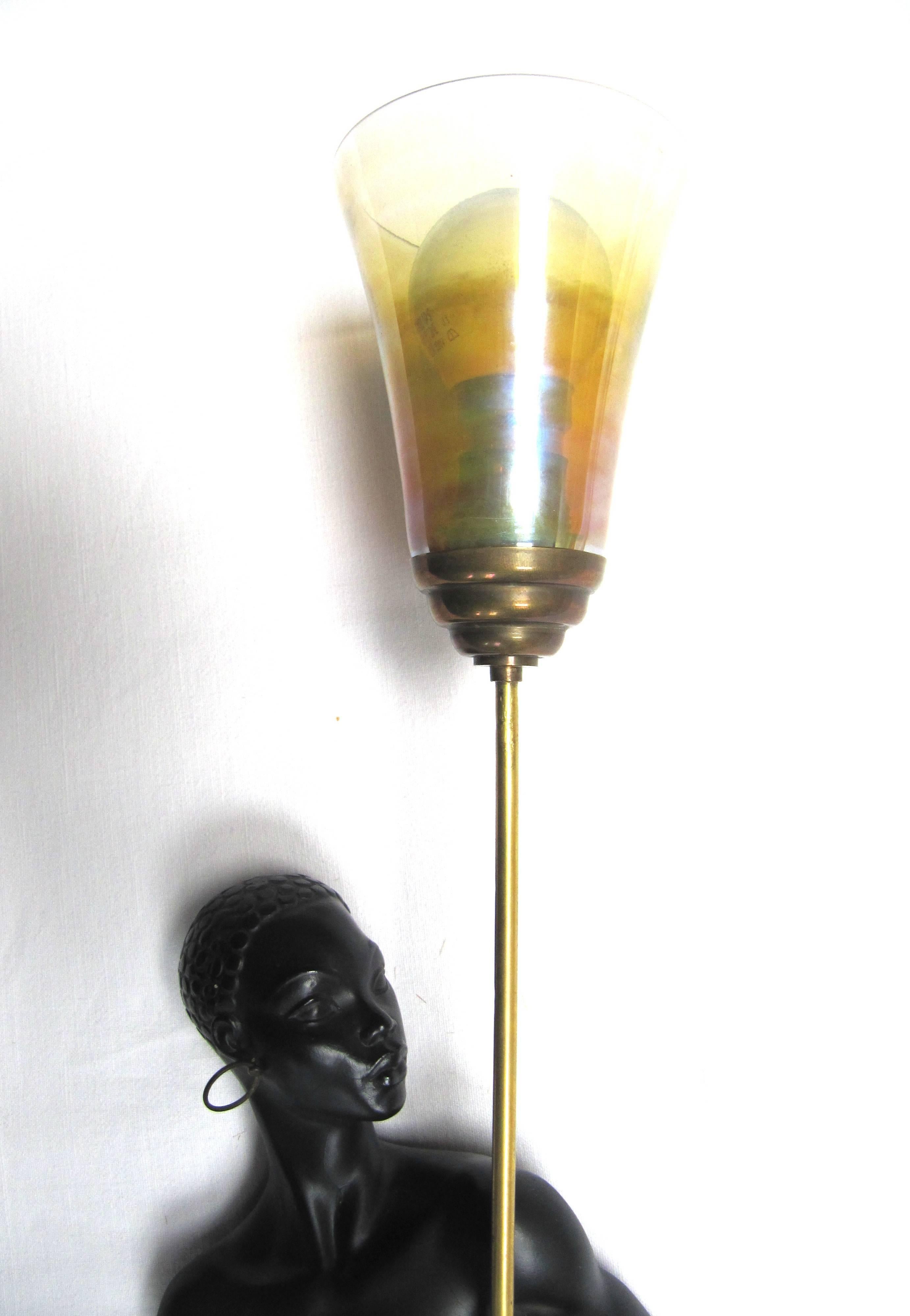 Brass Large Pair of 1950 Ceramic Sconces by André Carli 'Anzengruber, ' Signed For Sale