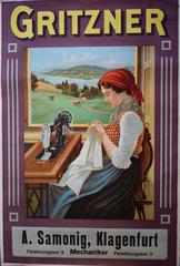 Stone Lithograph 'Gritzner Sewing Machines, ' circa 1920